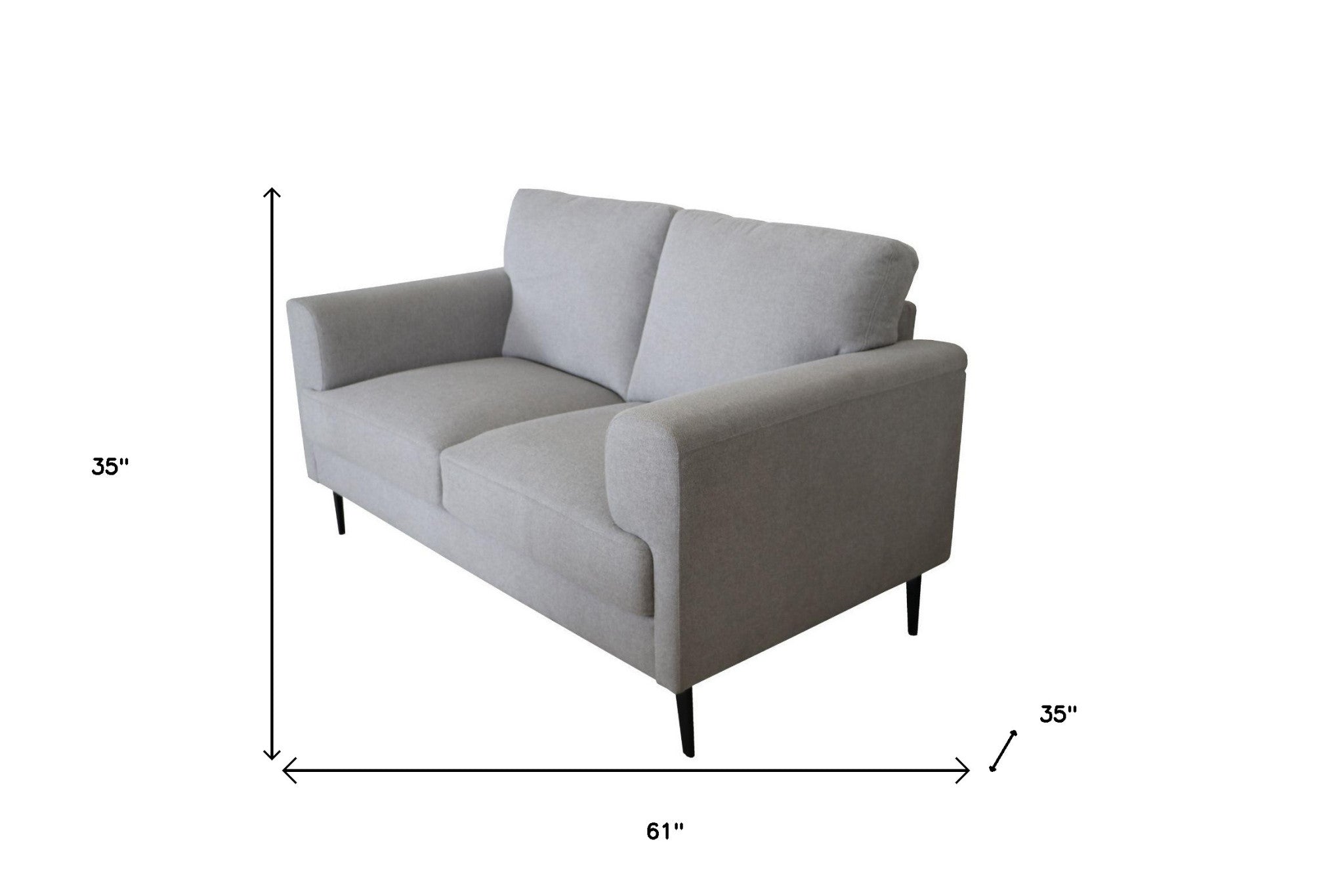 61" Light Gray And Black Linen Loveseat-4