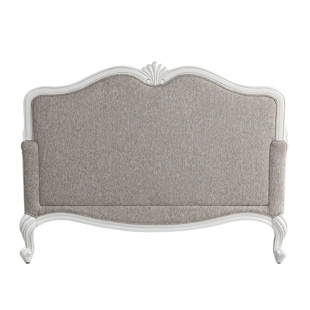 64" Beige 100% Linen And White Love Seat-4