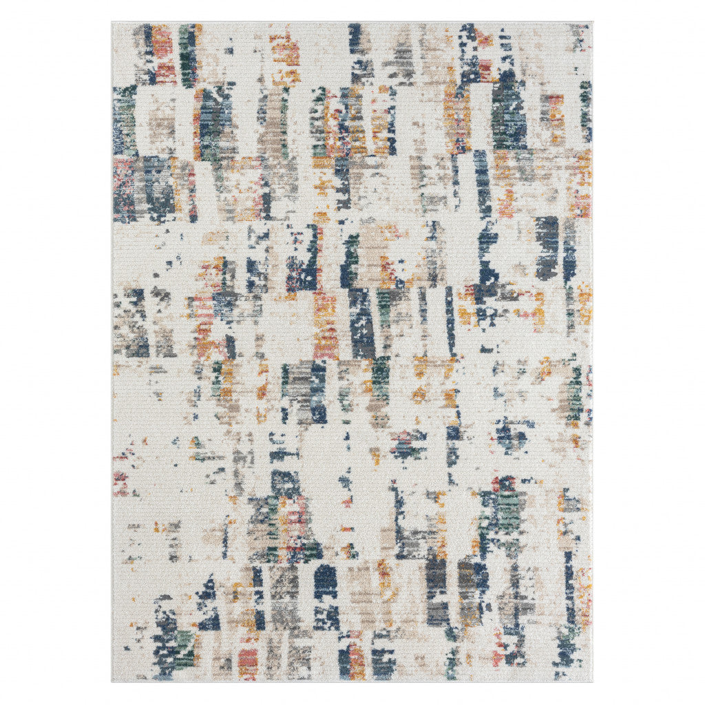 5' X 7' Blue Abstract Area Rug-0