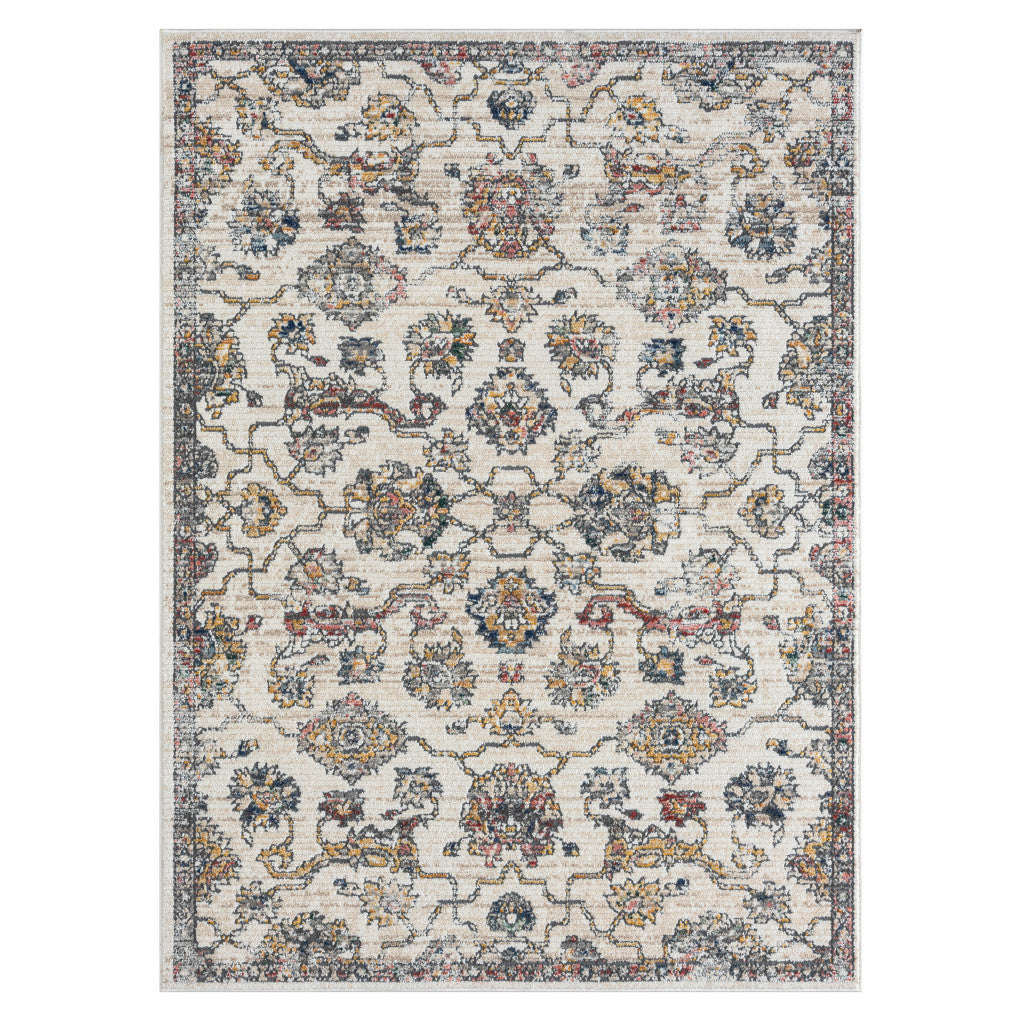 5' X 7' Gray Floral Area Rug-1