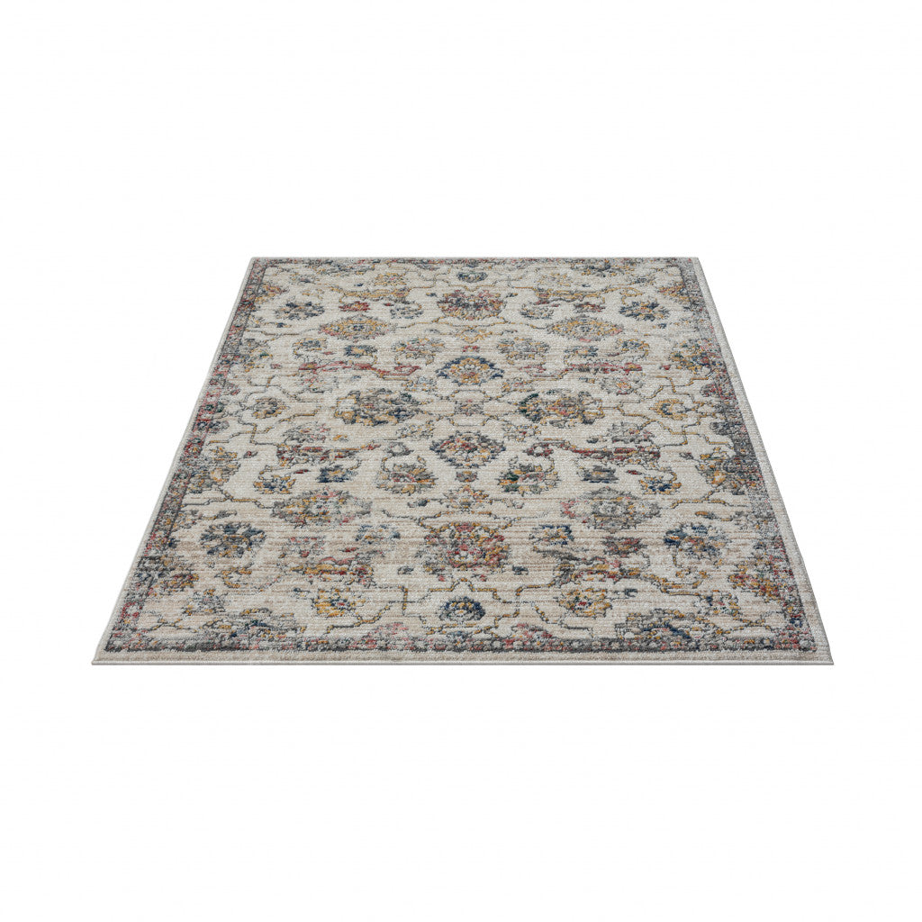 5' X 7' Gray Floral Area Rug-0