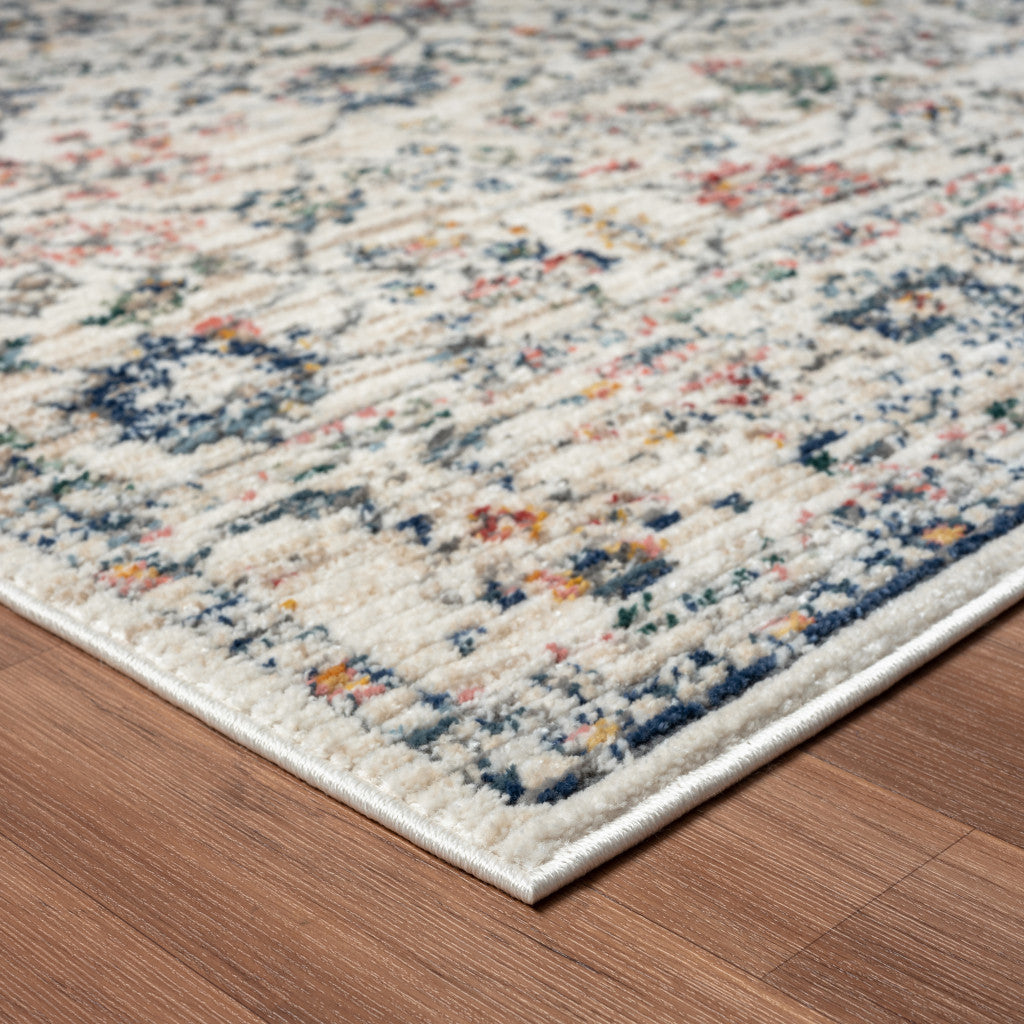 5' X 7' Ivory Floral Area Rug-5