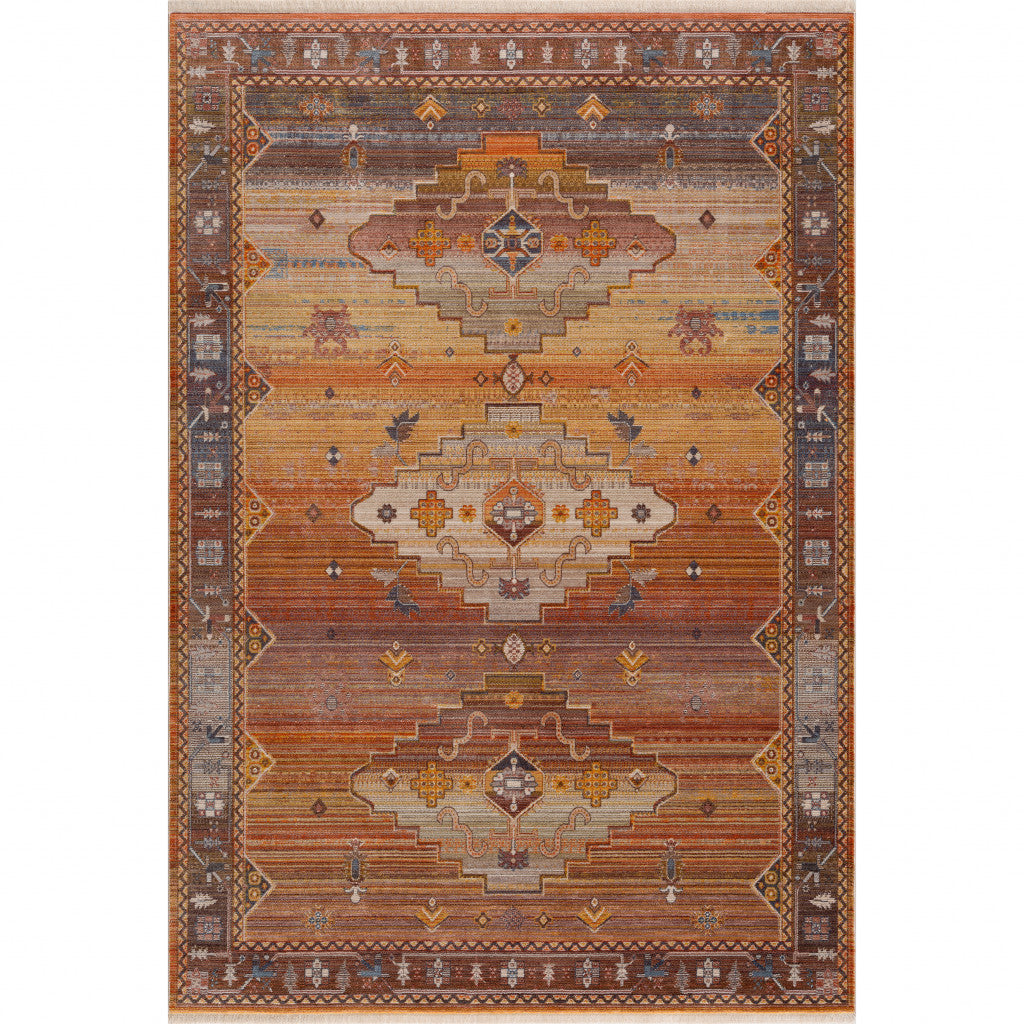 5' X 8' Brown Southwestern Area Rug-0