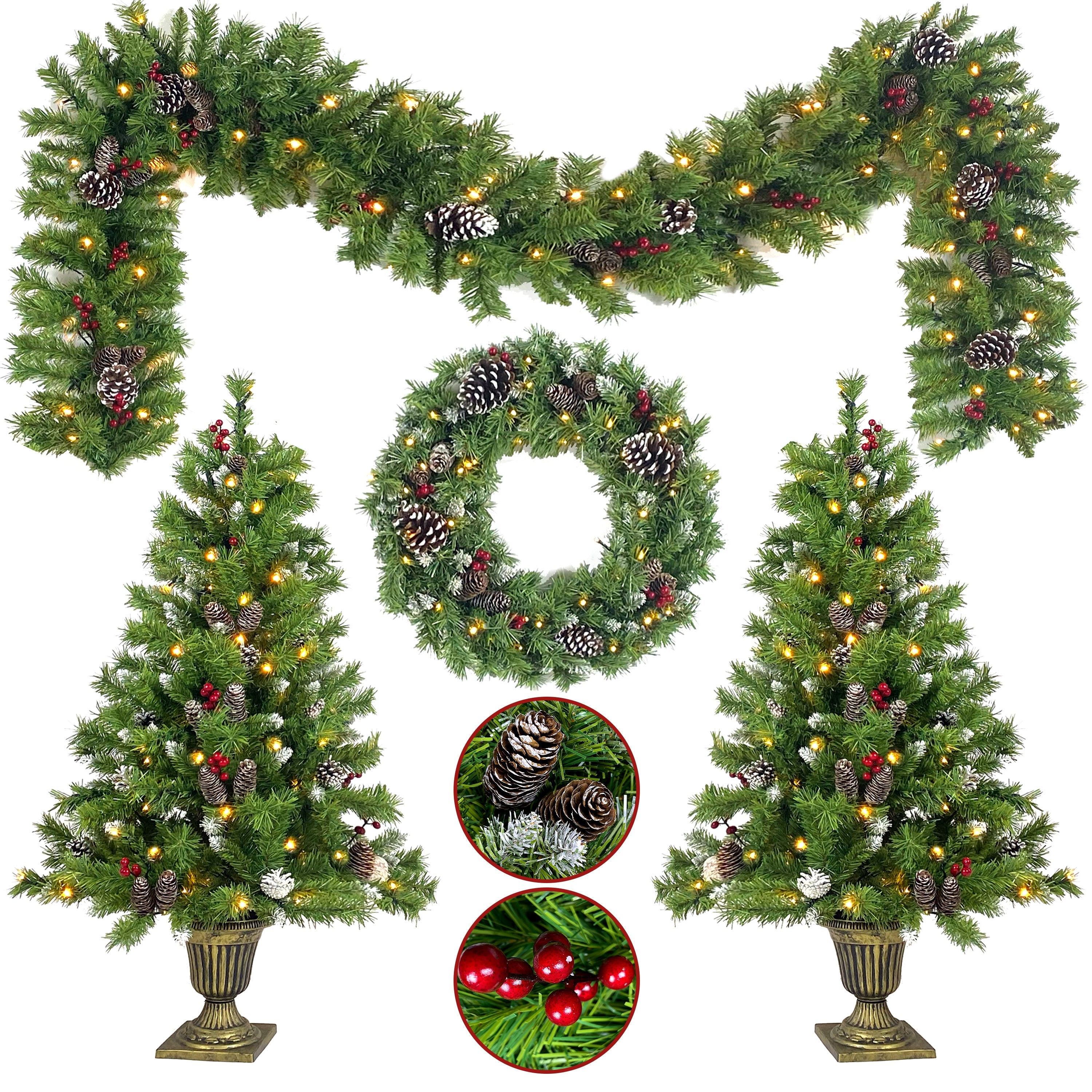 Pre-lit Xmas Tree Artificial  4-Piece Set-0