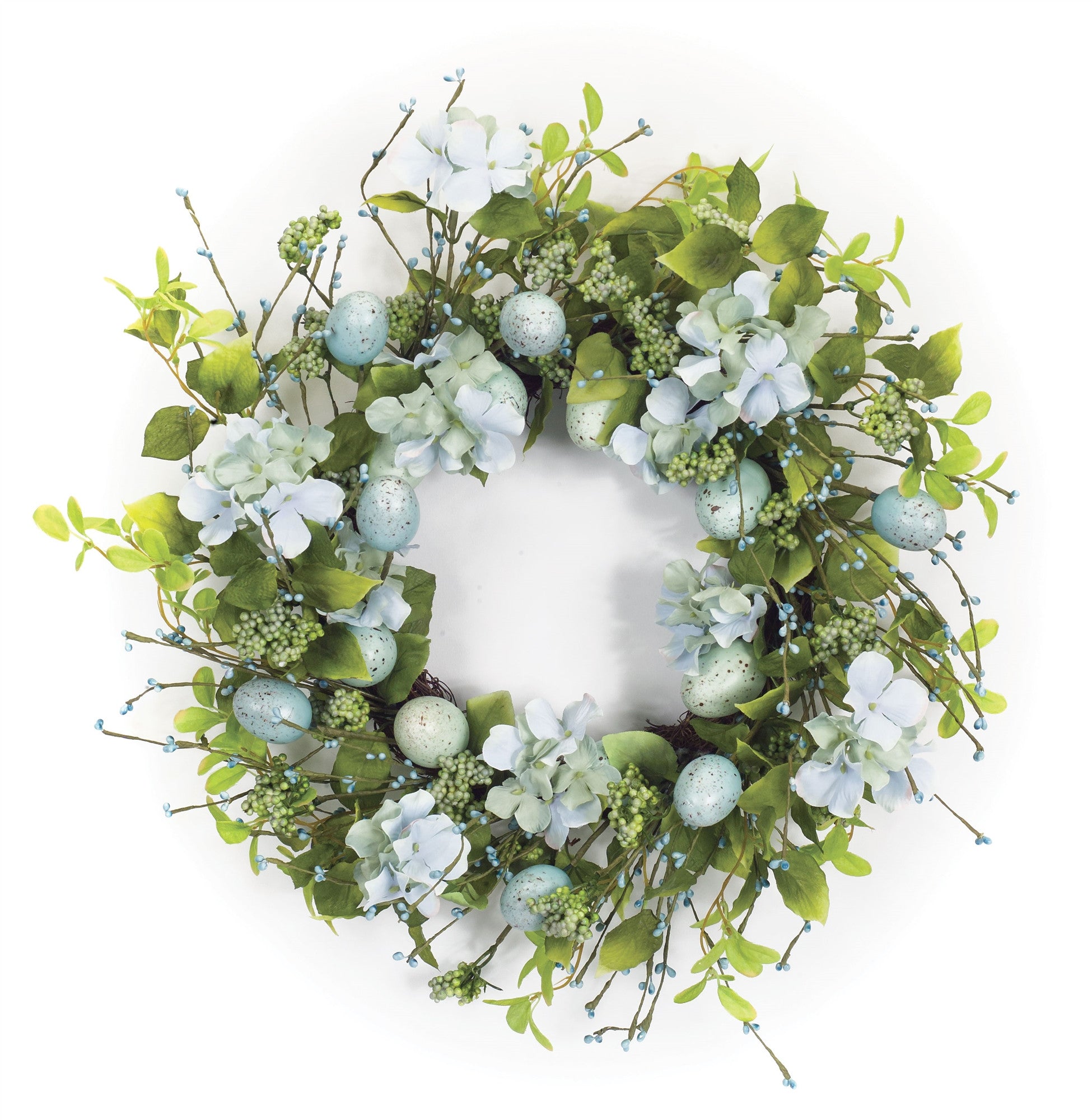 22" Blue and Green Spring Mixed Assortment Artificial Wreath-0