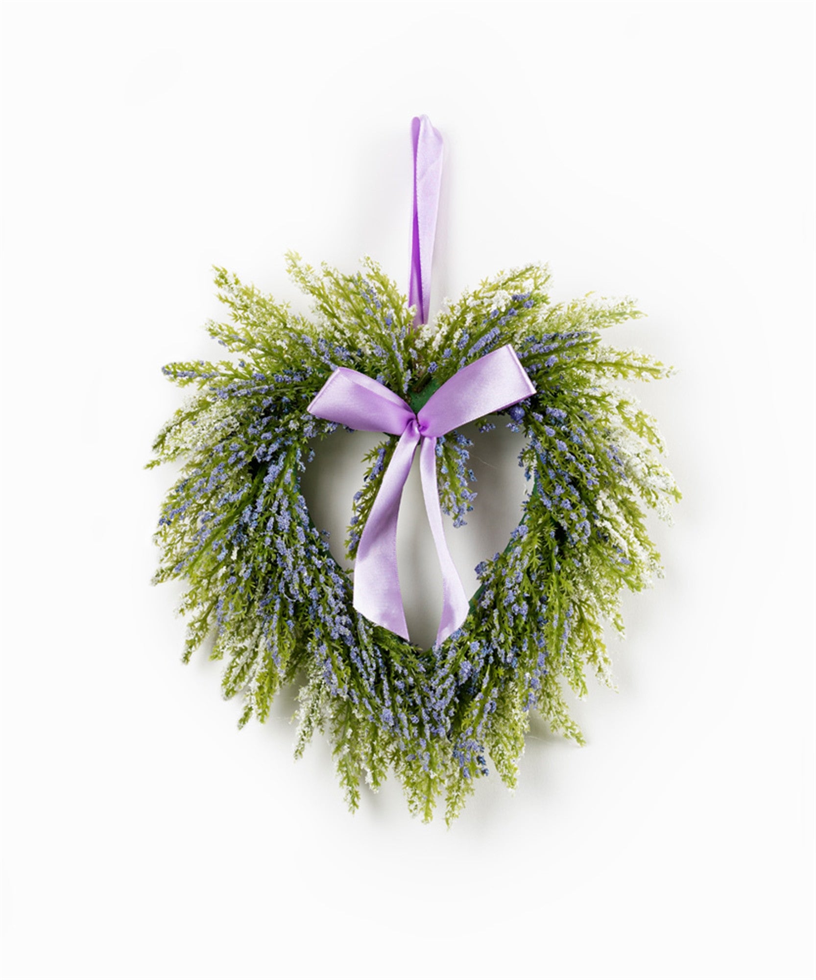 Set Of 9" Purple Artificial Heart Lavender Wreath-0