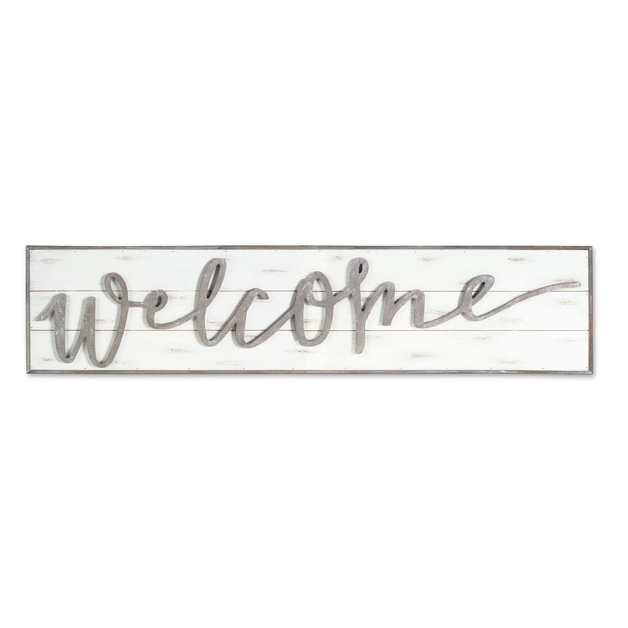 White Solid Wood Welcome Wall Decor-1