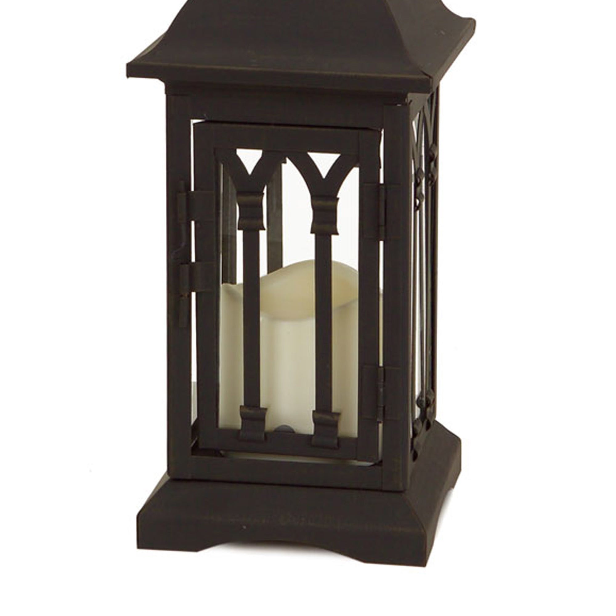 Set of Two Black Metal Geometric Lantern Candle Holders-3