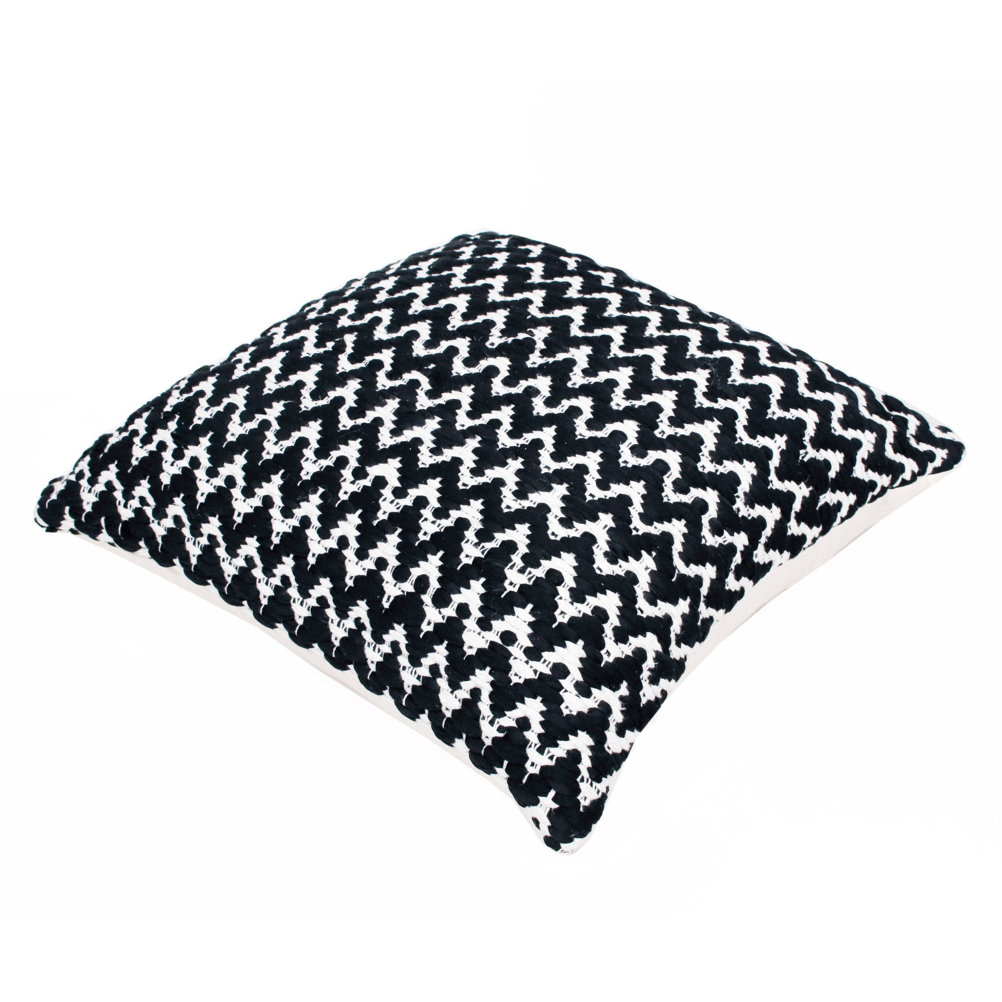 20" X 20" Black And White Polyester Chevron Zippered Pillow-4