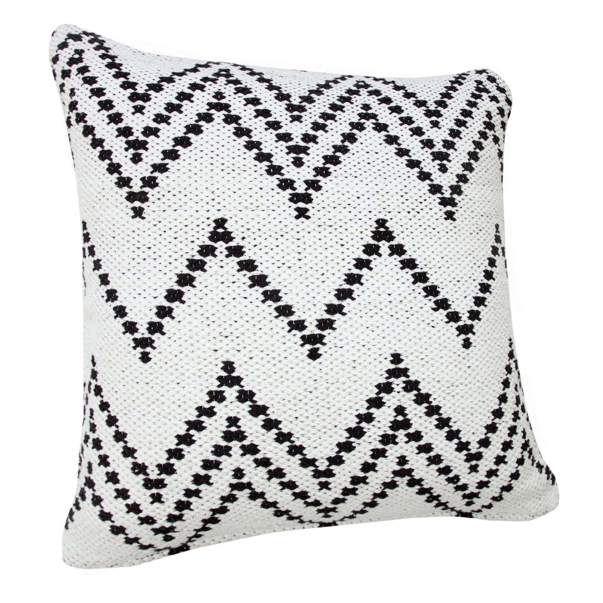 20" X 20" White And Black 100% Cotton Chevron Zippered Pillow-1