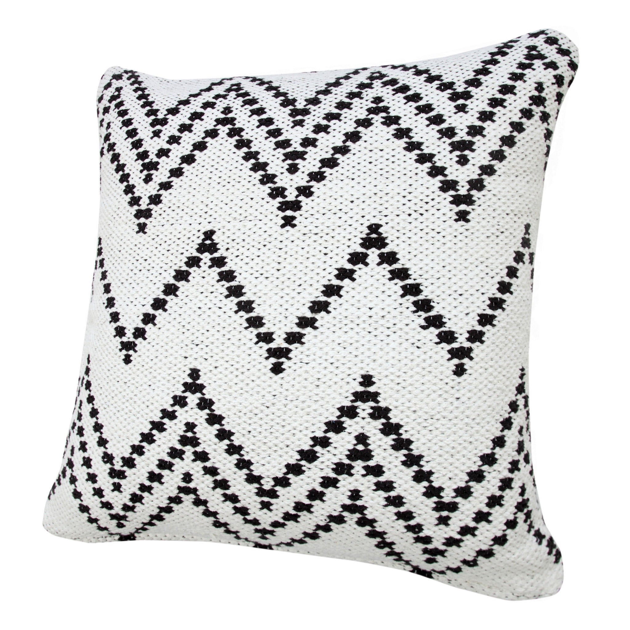 20" X 20" White And Black 100% Cotton Chevron Zippered Pillow-2