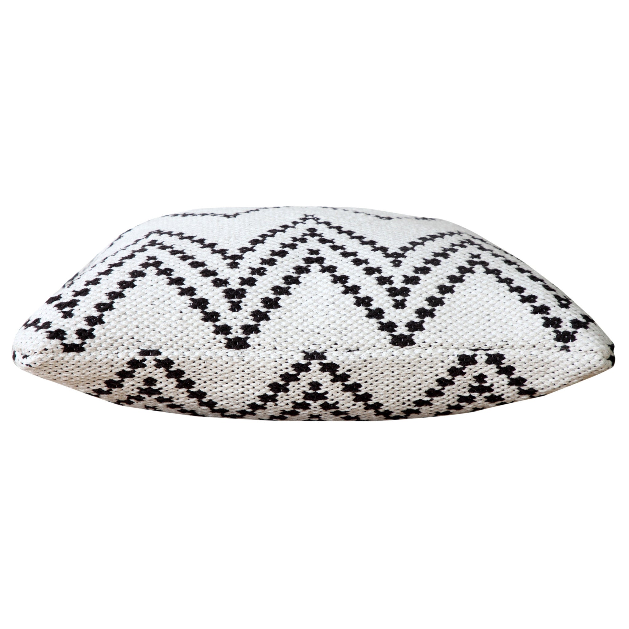 20" X 20" White And Black 100% Cotton Chevron Zippered Pillow-3