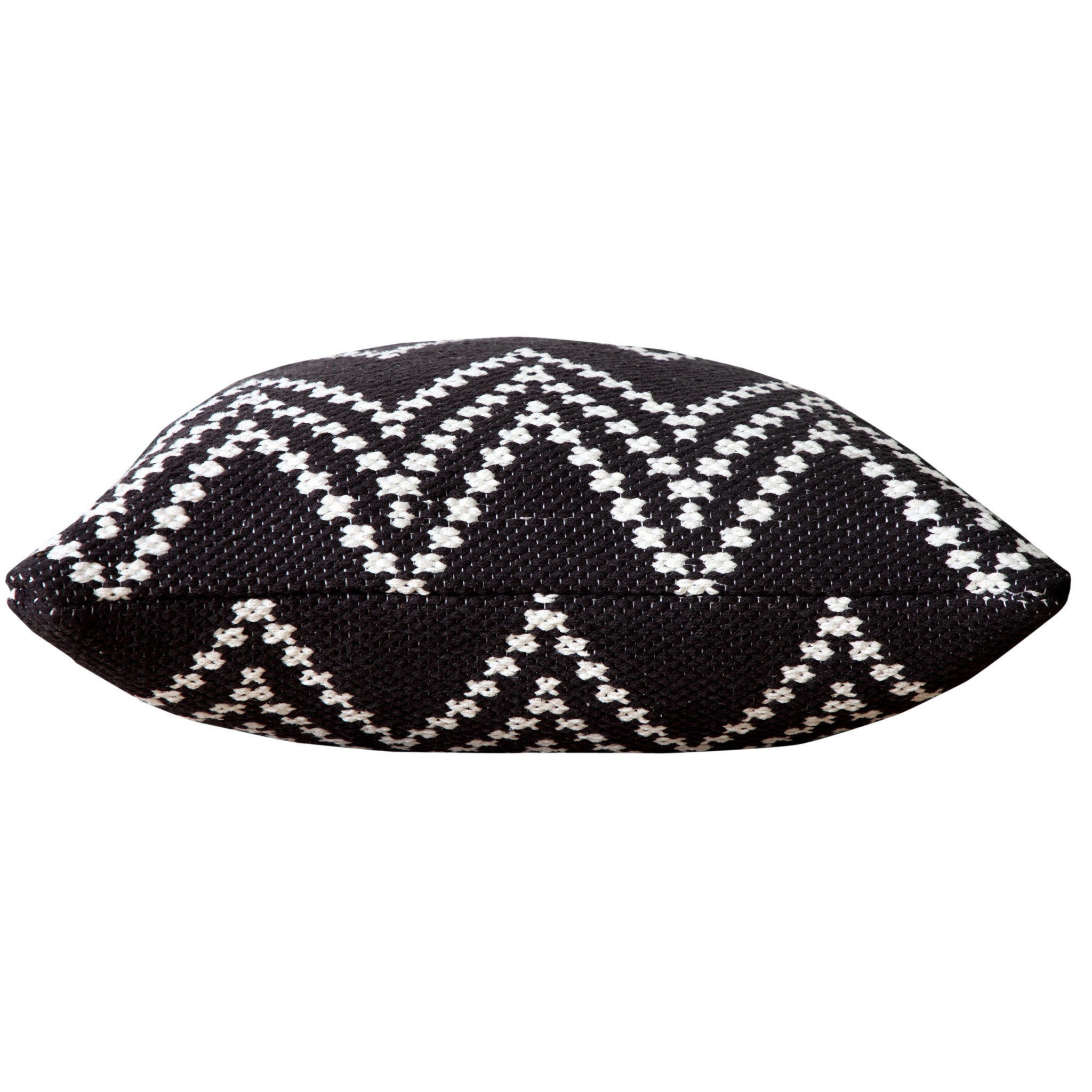 20" X 20" Black And White 100% Cotton Chevron Zippered Pillow-4