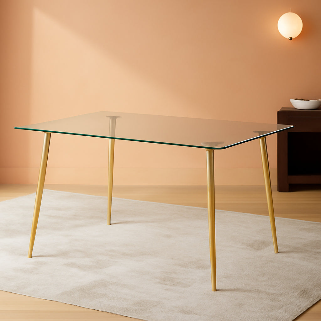 Glass Dining Table For 4 51 Inch Tempered Glass Gold Legs
