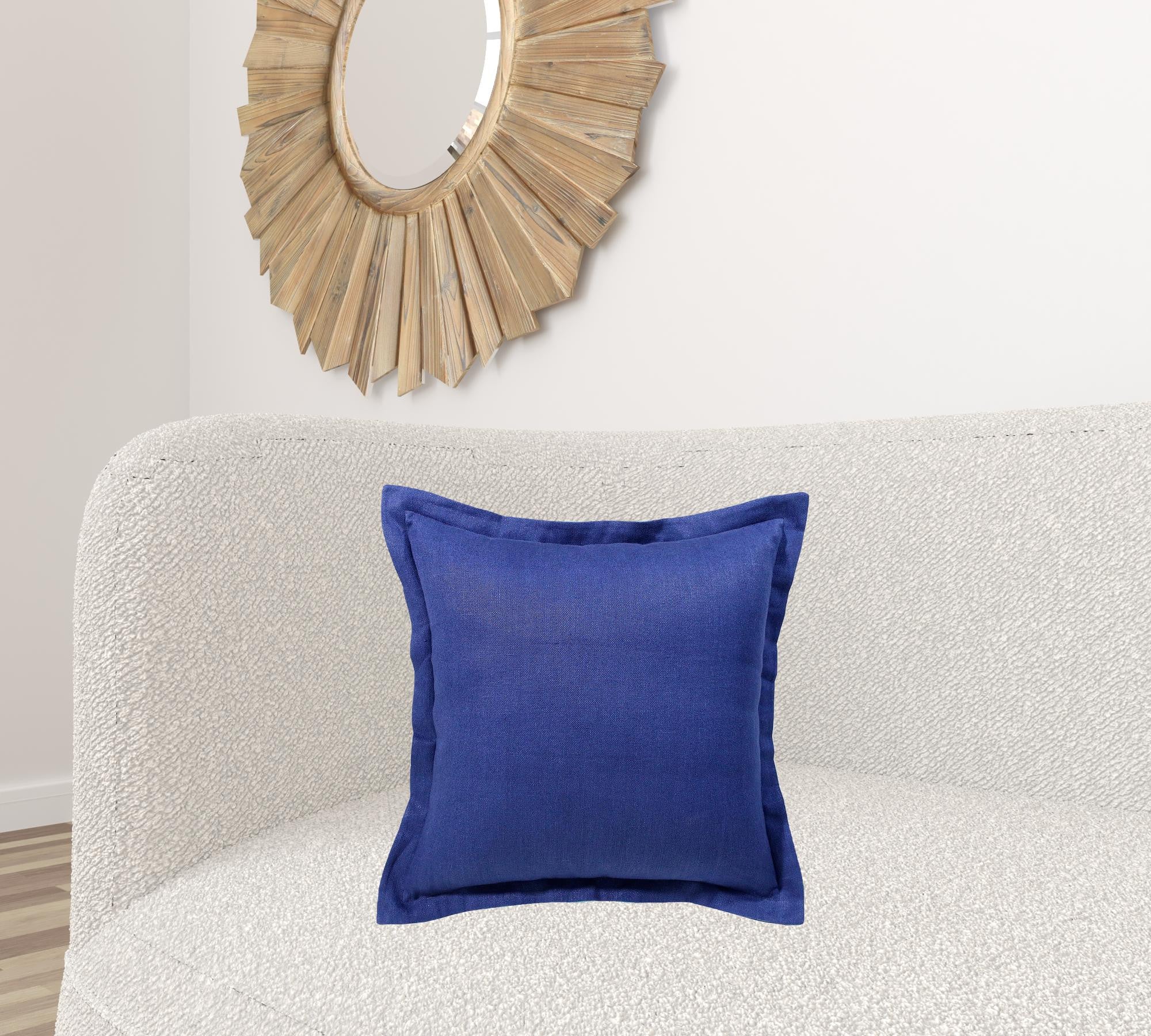 20" X 20" Navy Linen Zippered Pillow-6