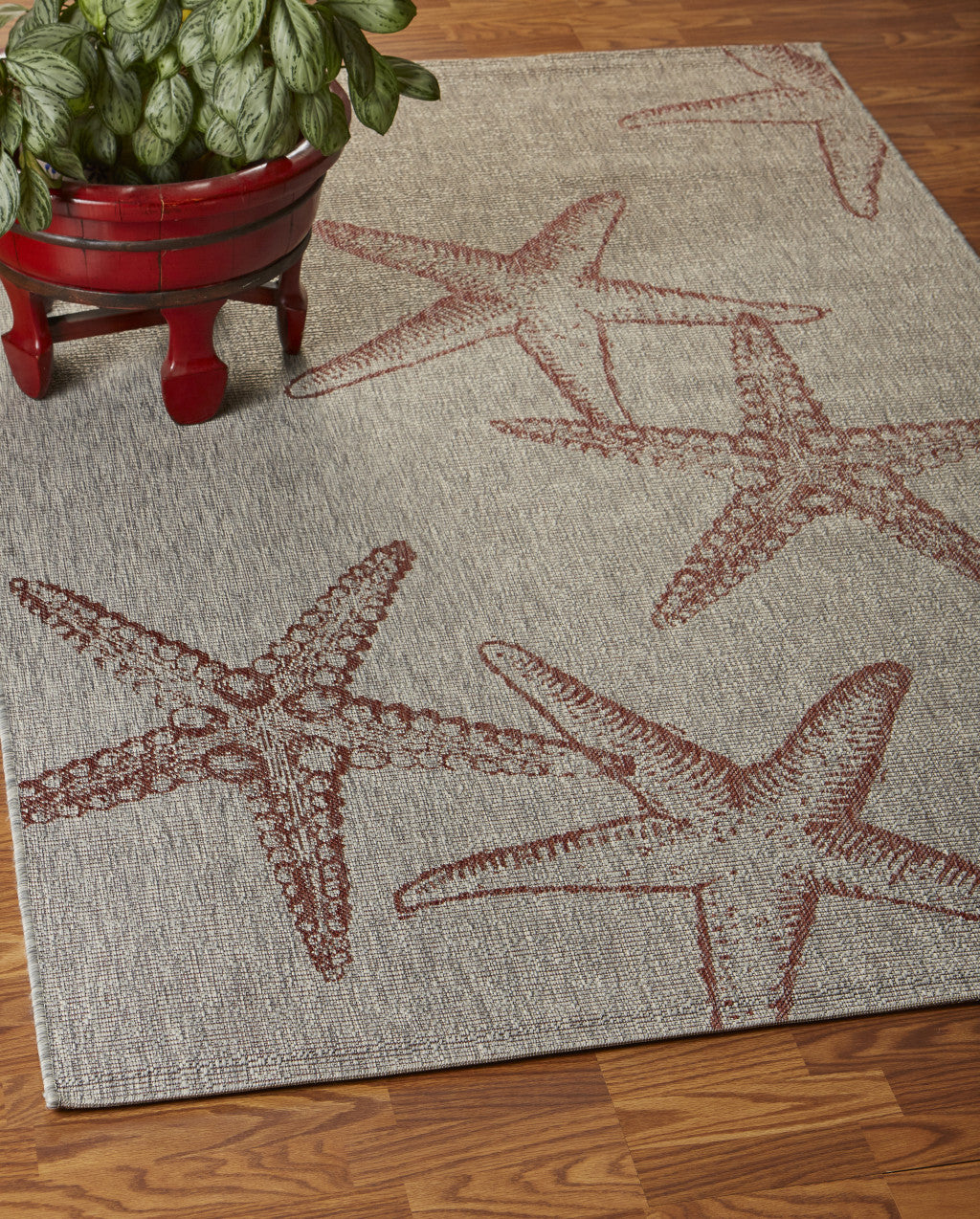 3' X 5' Gray Starfish Indoor Outdoor Area Rug-4