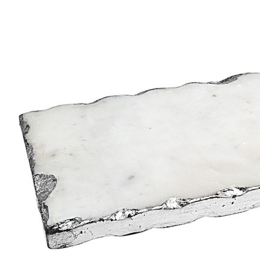 18" White Rectangular Marble Vanity Tray-2