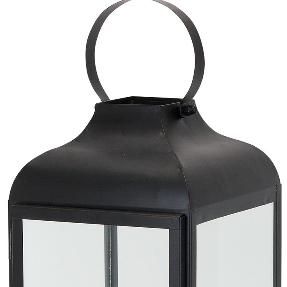 Set Of Two Black Flameless Floor Lantern Candle Holder-3