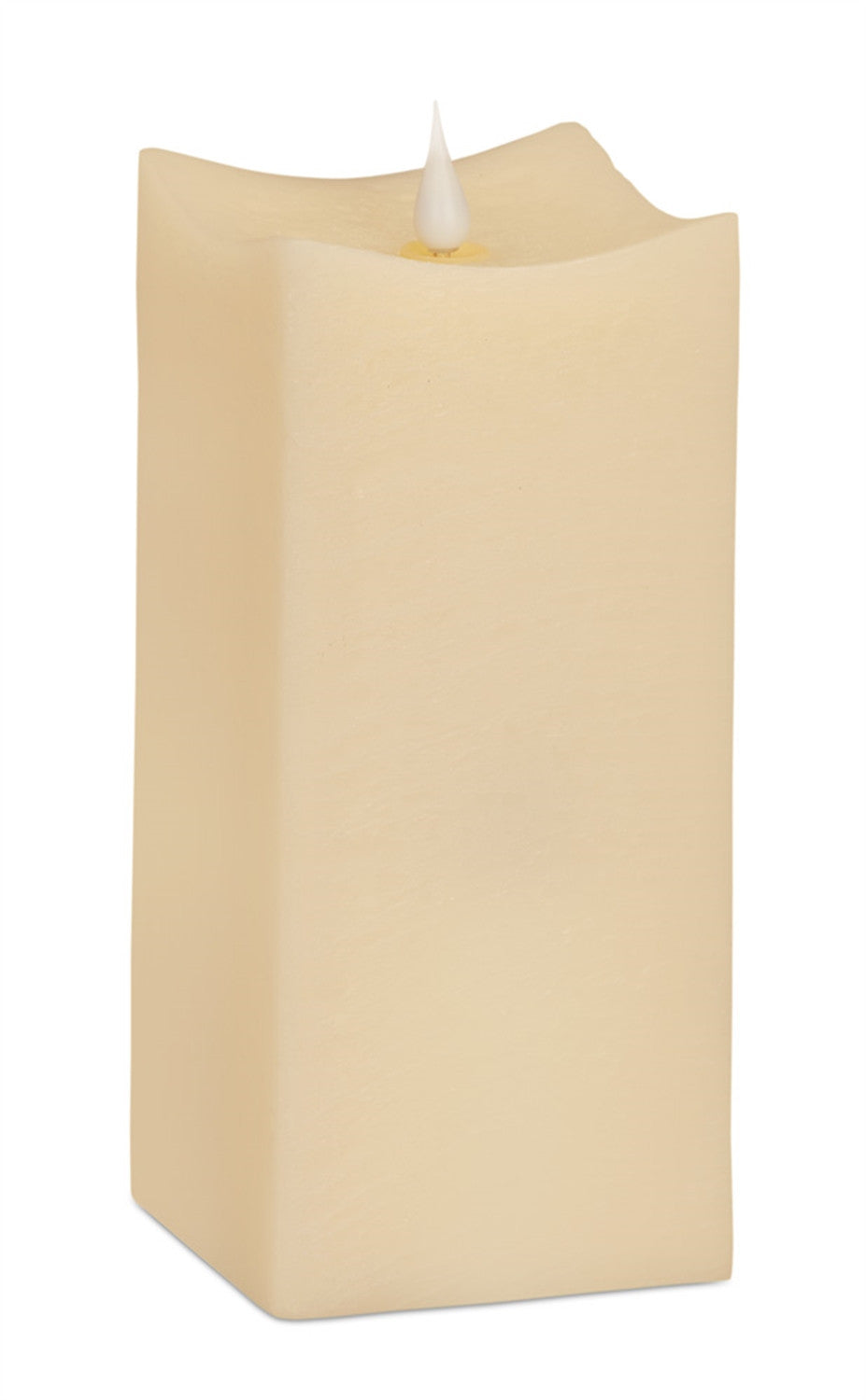 Set of Two Beige Square Flameless Pillar Candles-2