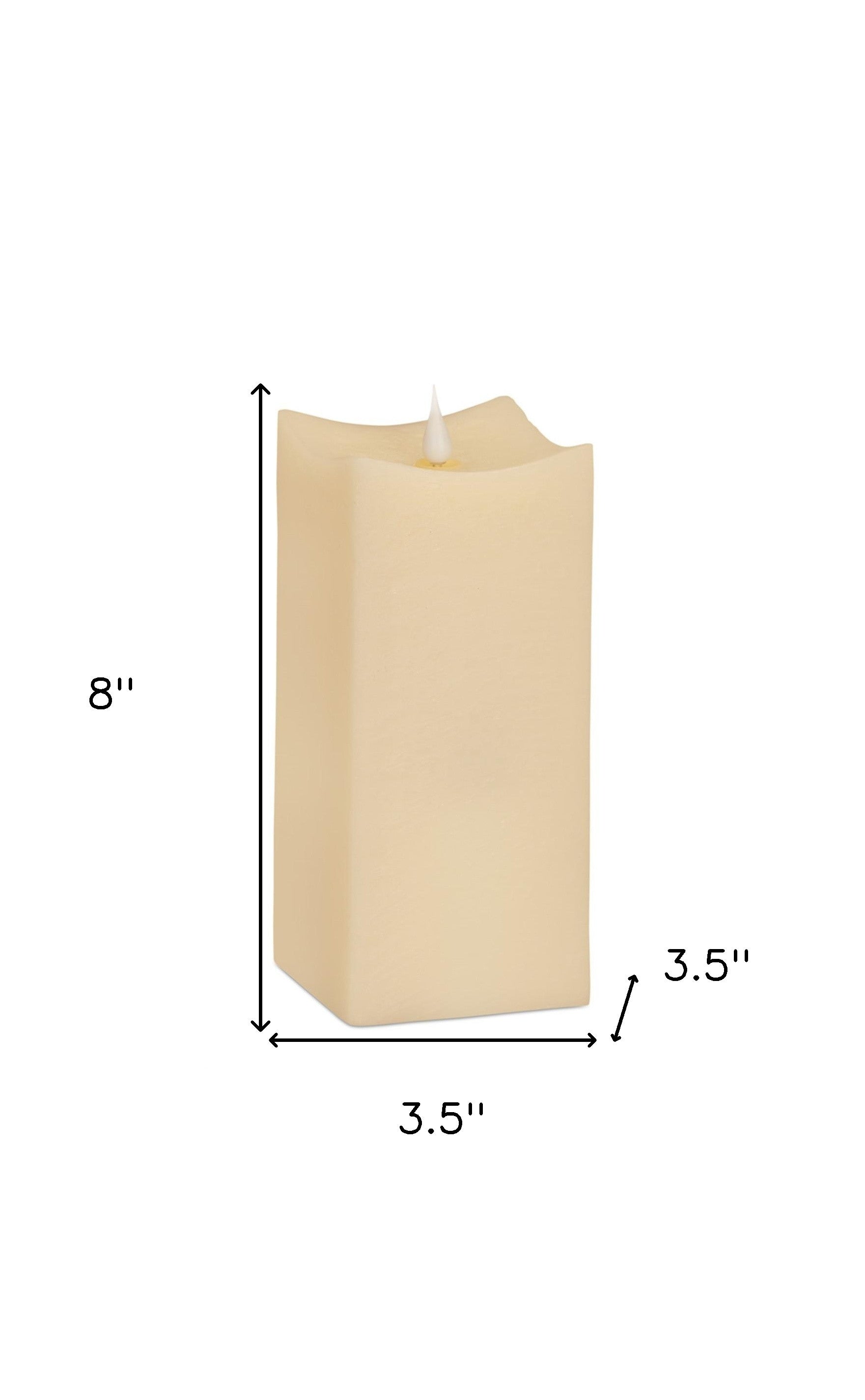 Set of Two Beige Square Flameless Pillar Candles-4