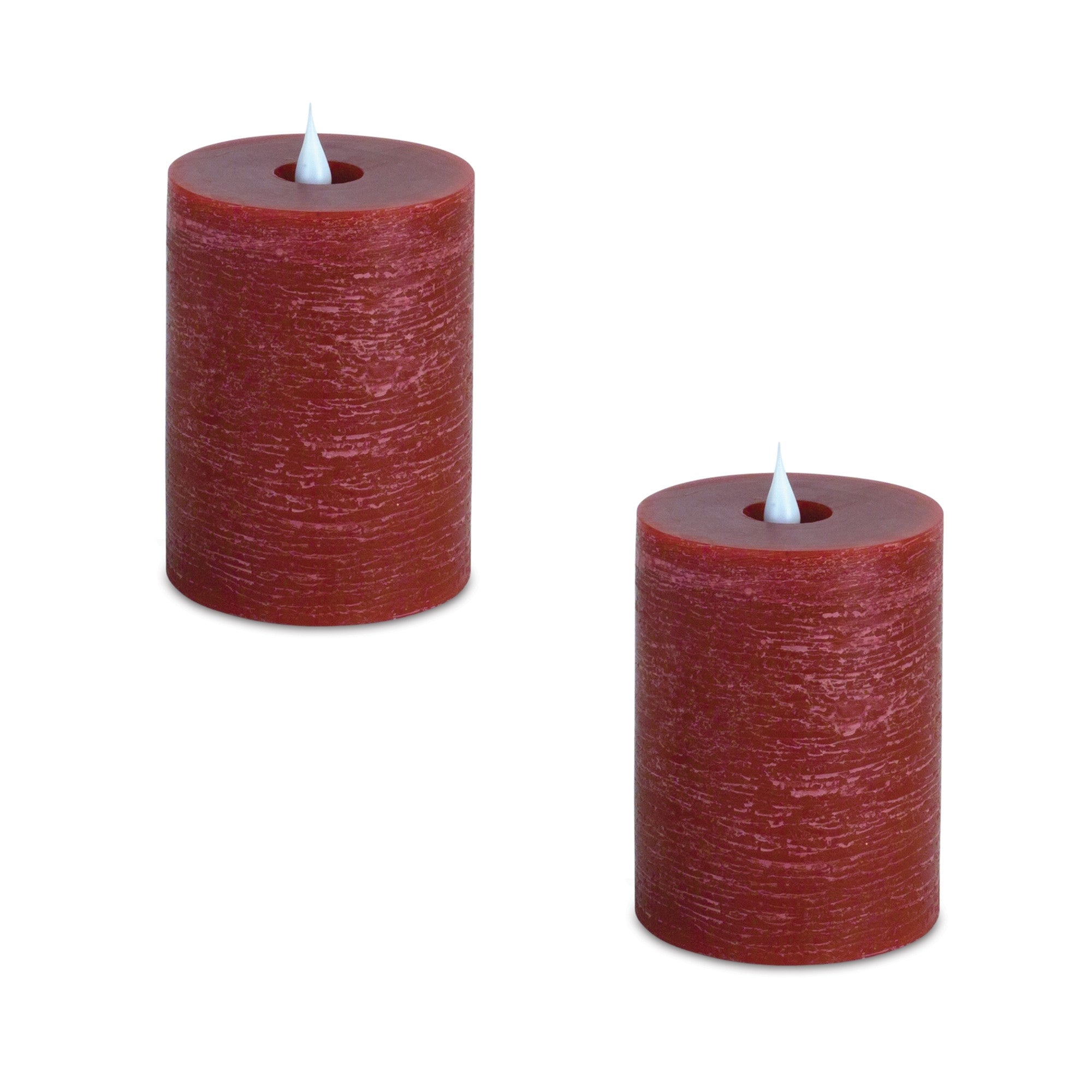 Set of Two Red Flameless Pillar Candle-3