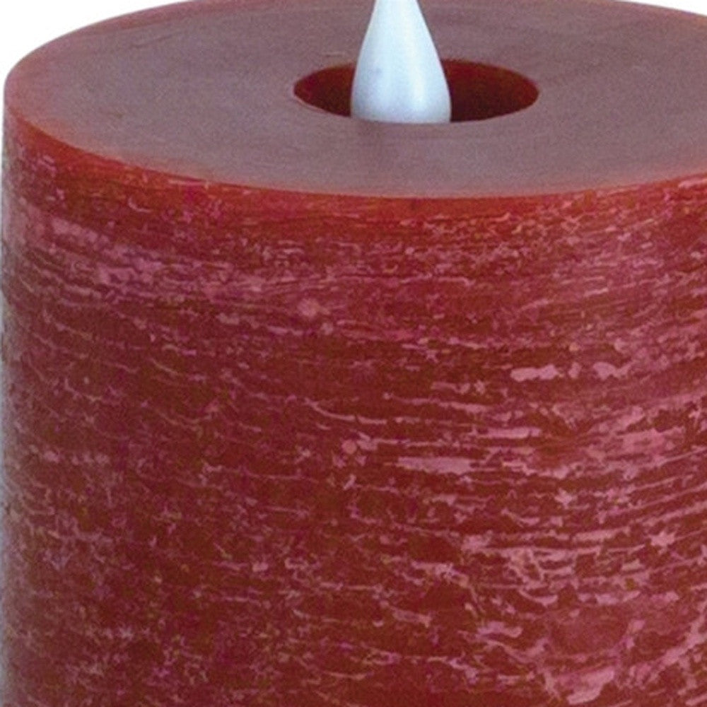 Set of Two Red Flameless Pillar Candle-5