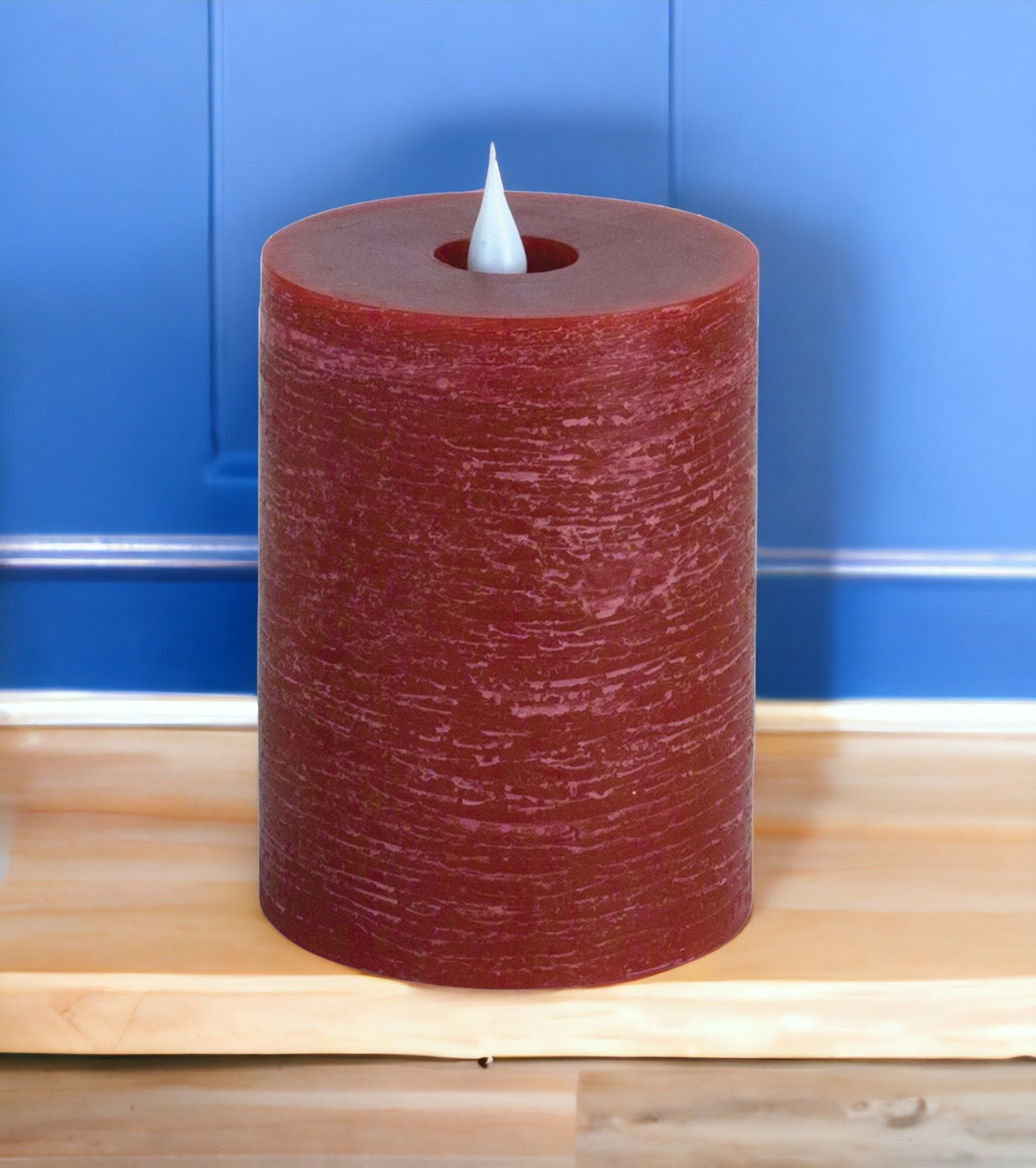 Set of Two Red Flameless Pillar Candle-1