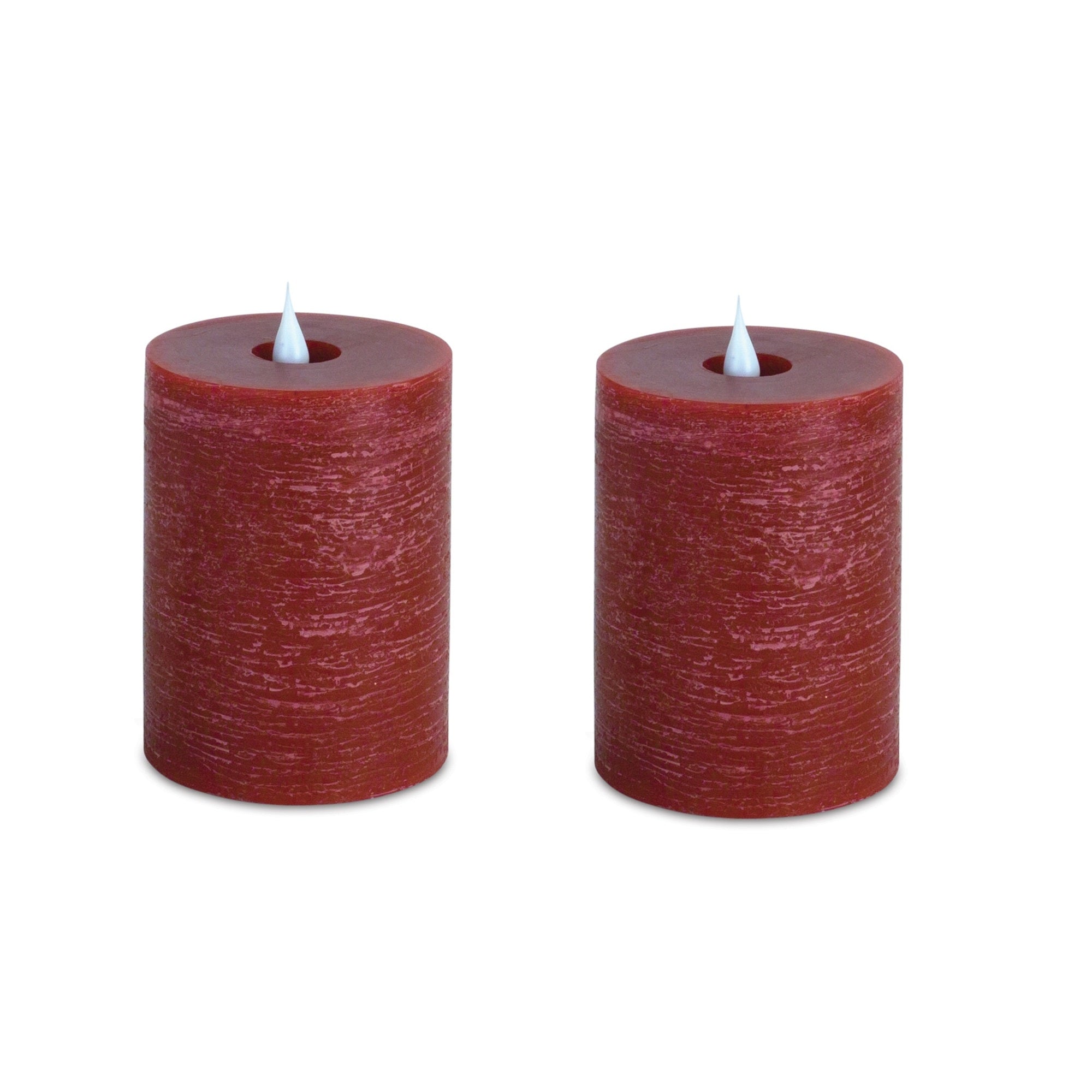 Set of Two Red Flameless Pillar Candle-4