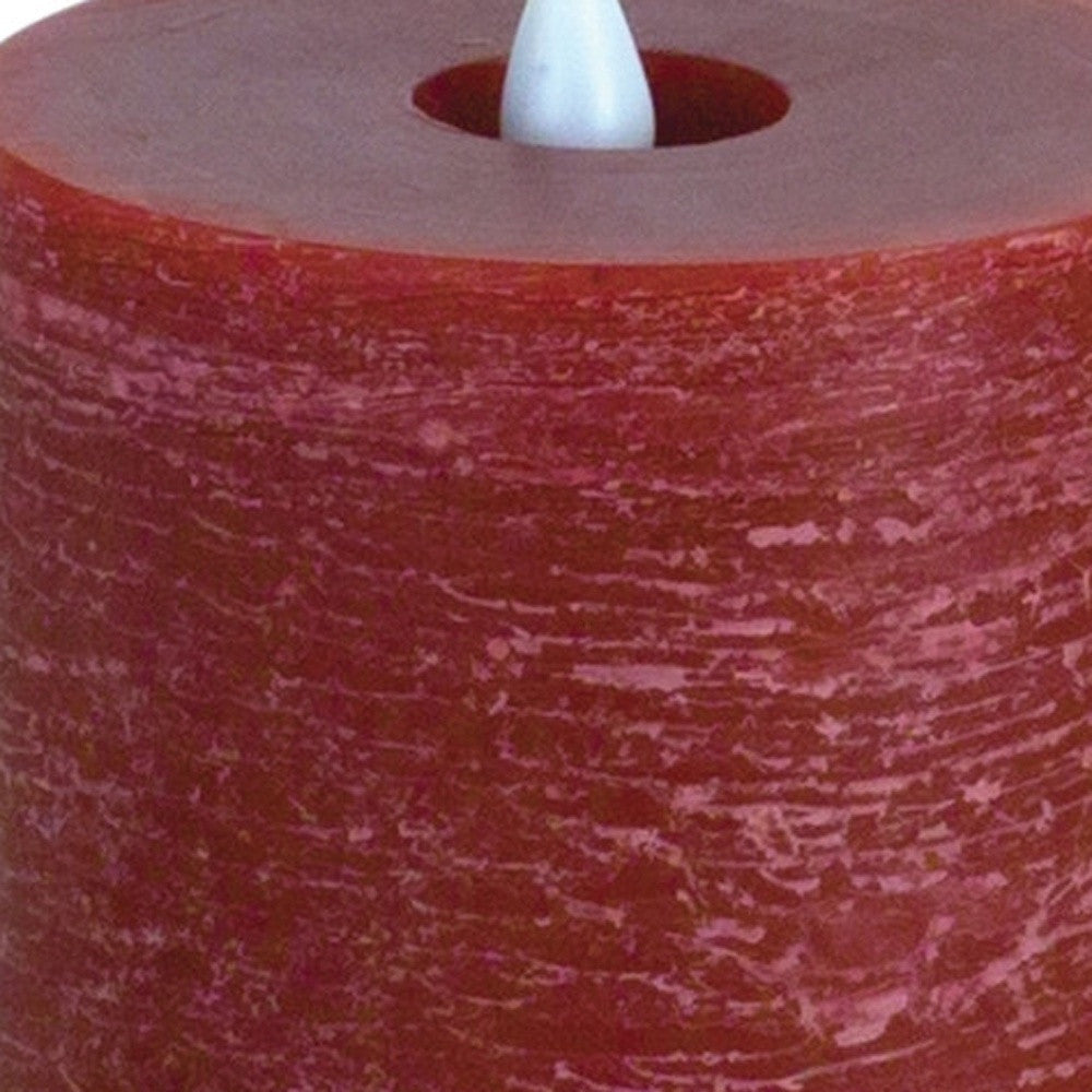 Set of Two Red Flameless Pillar Candle-6