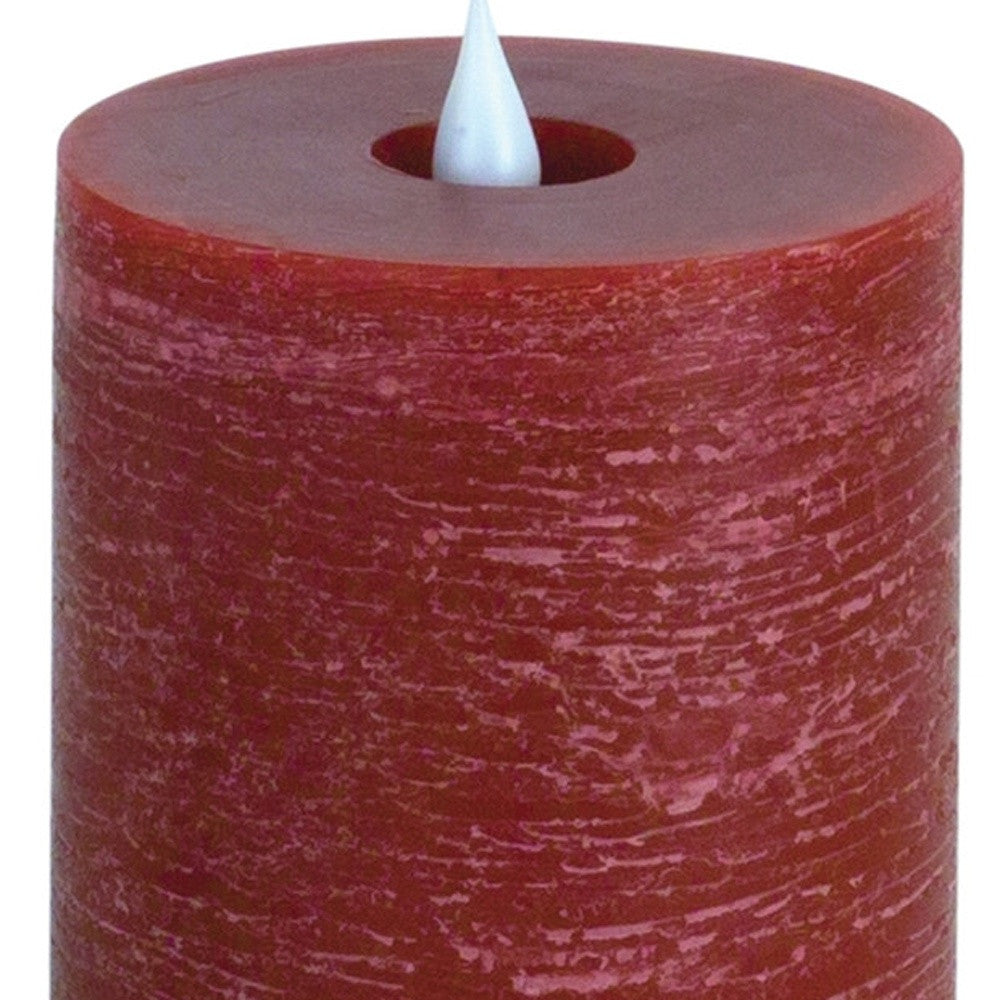 Set of Two Red Flameless Pillar Candle-7