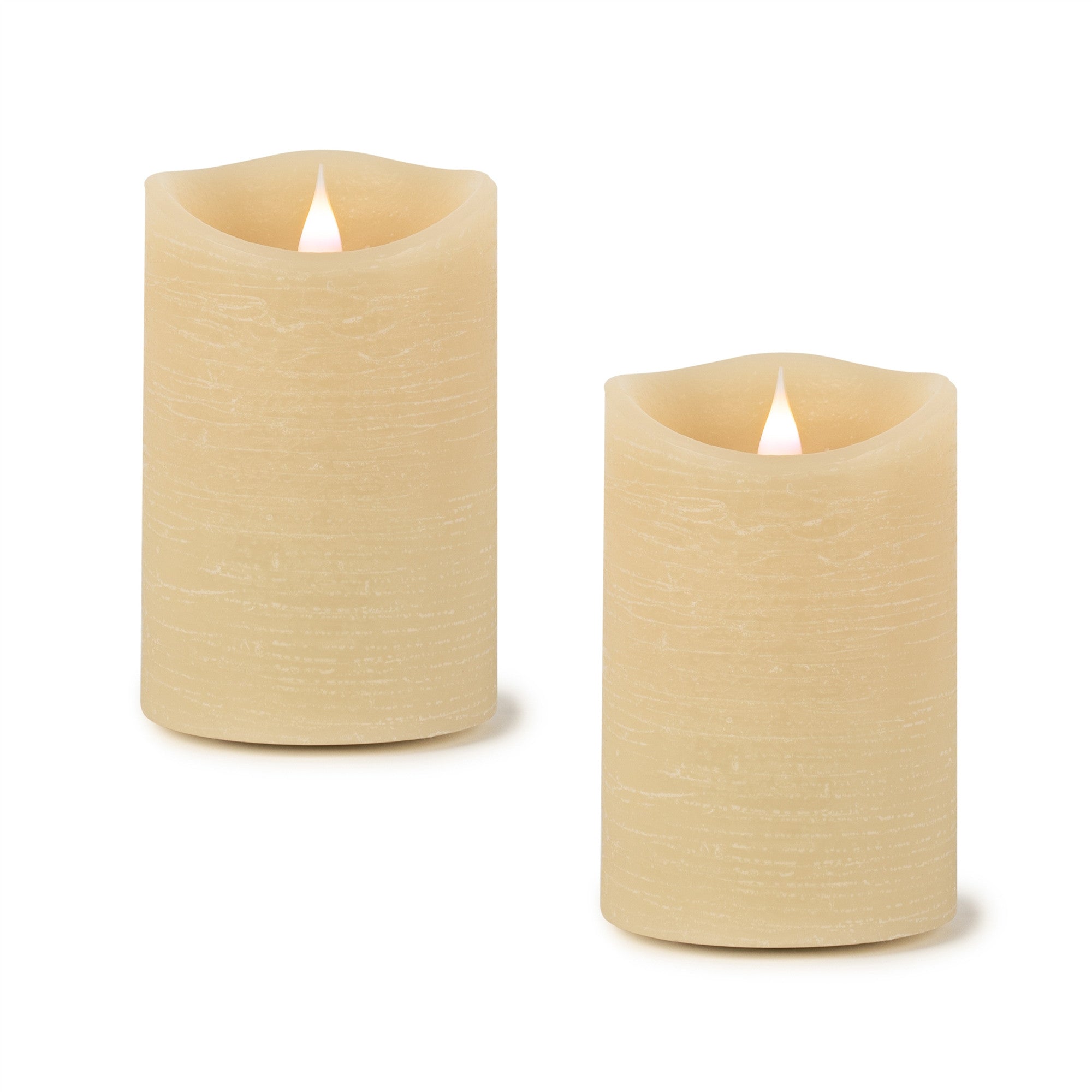 Set of Two Beige Flameless Pillar Candle-0