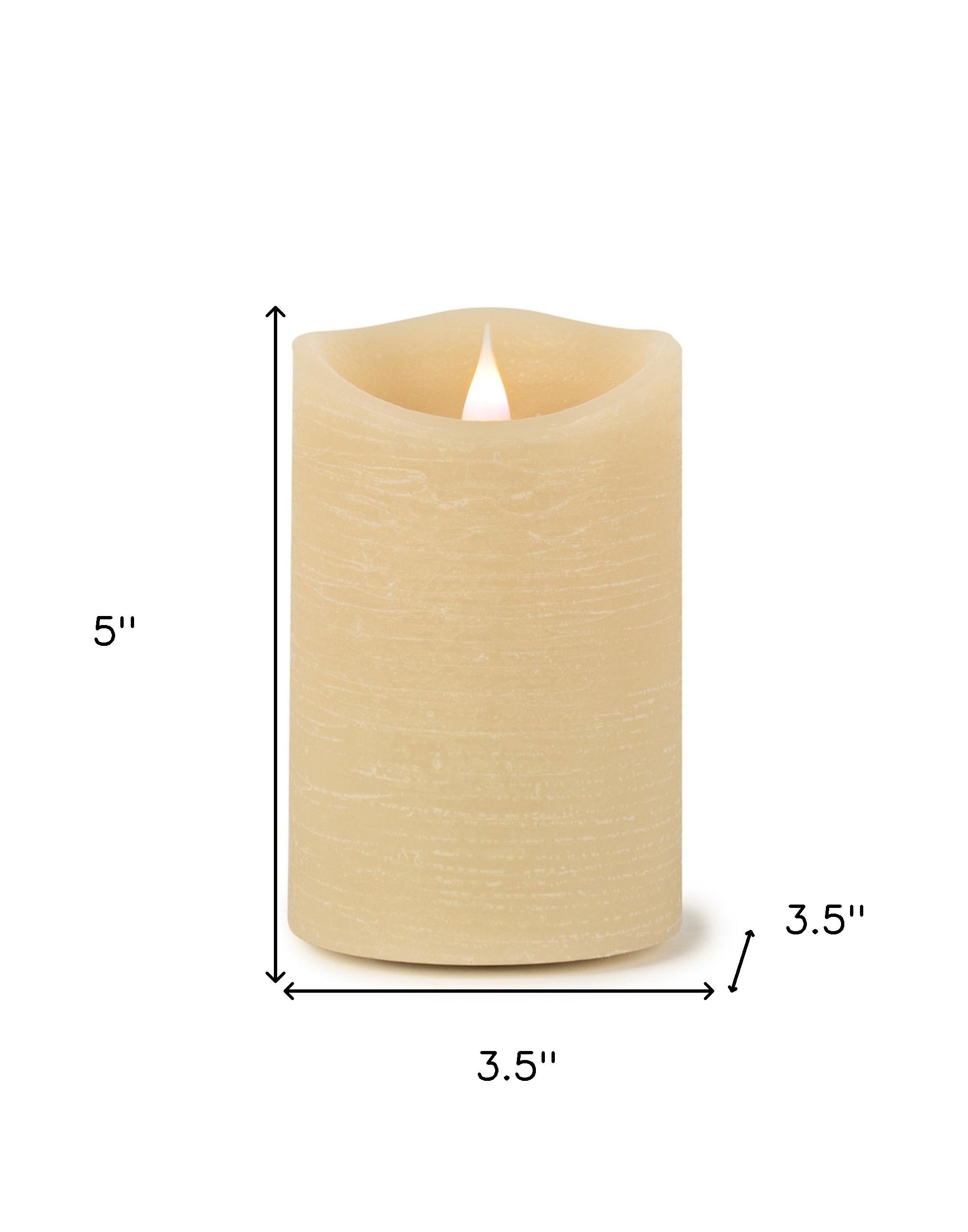 Set of Two Beige Flameless Pillar Candle-4