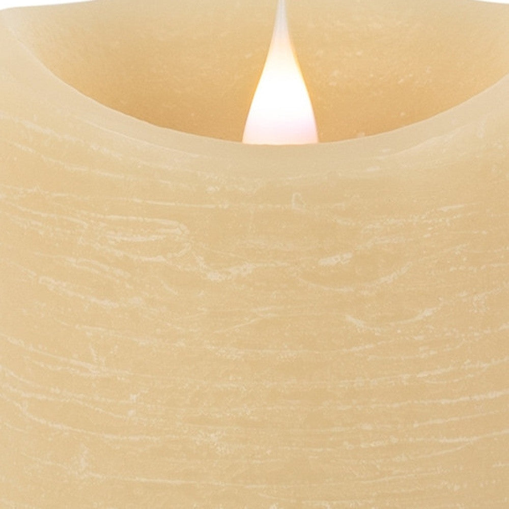 Set of Two Beige Flameless Pillar Candle-3