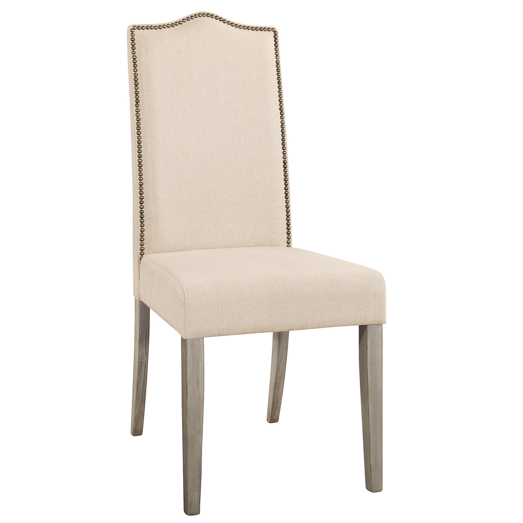 Cream And Gray Upholstered Linen Dining Parsons Chair-1