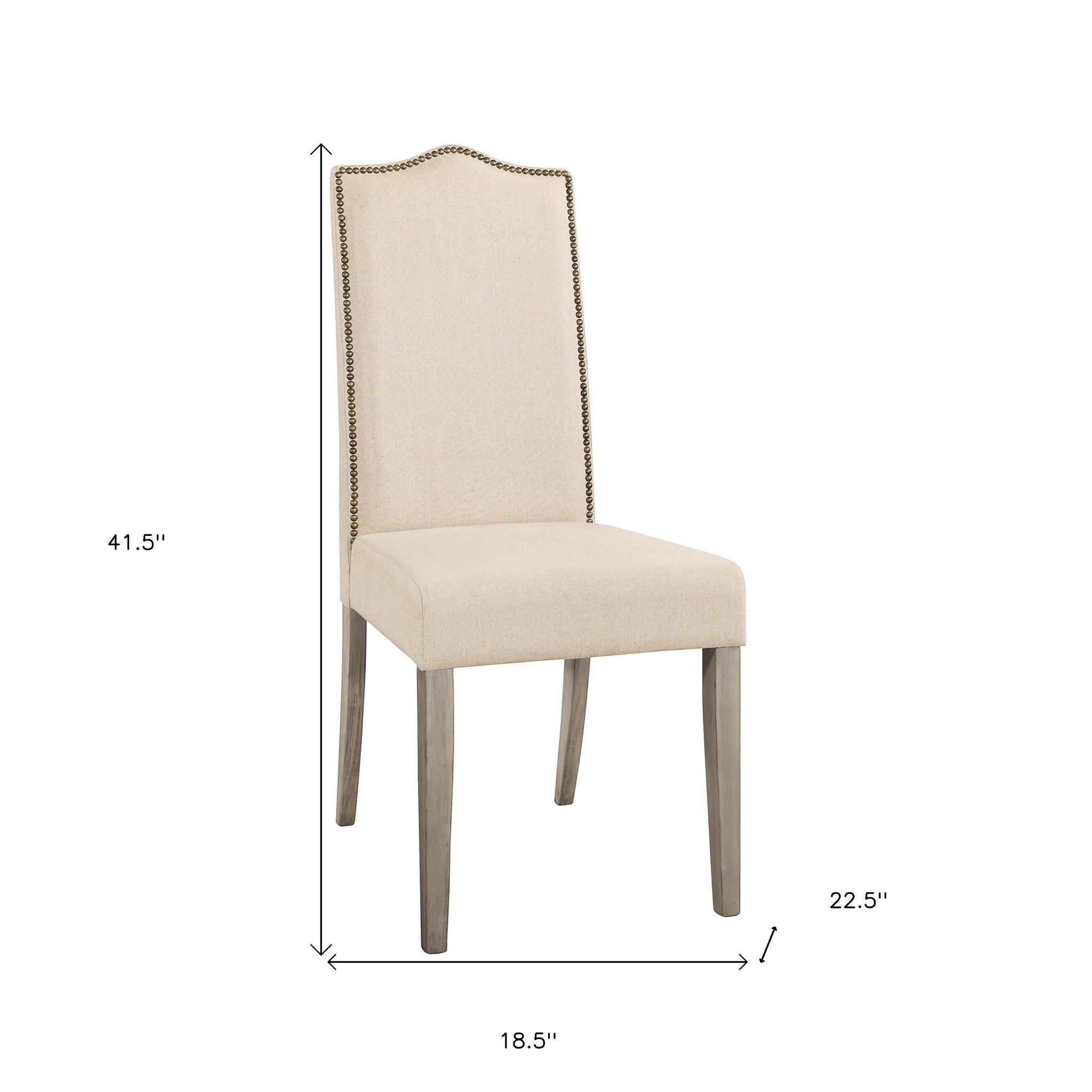 Cream And Gray Upholstered Linen Dining Parsons Chair-4