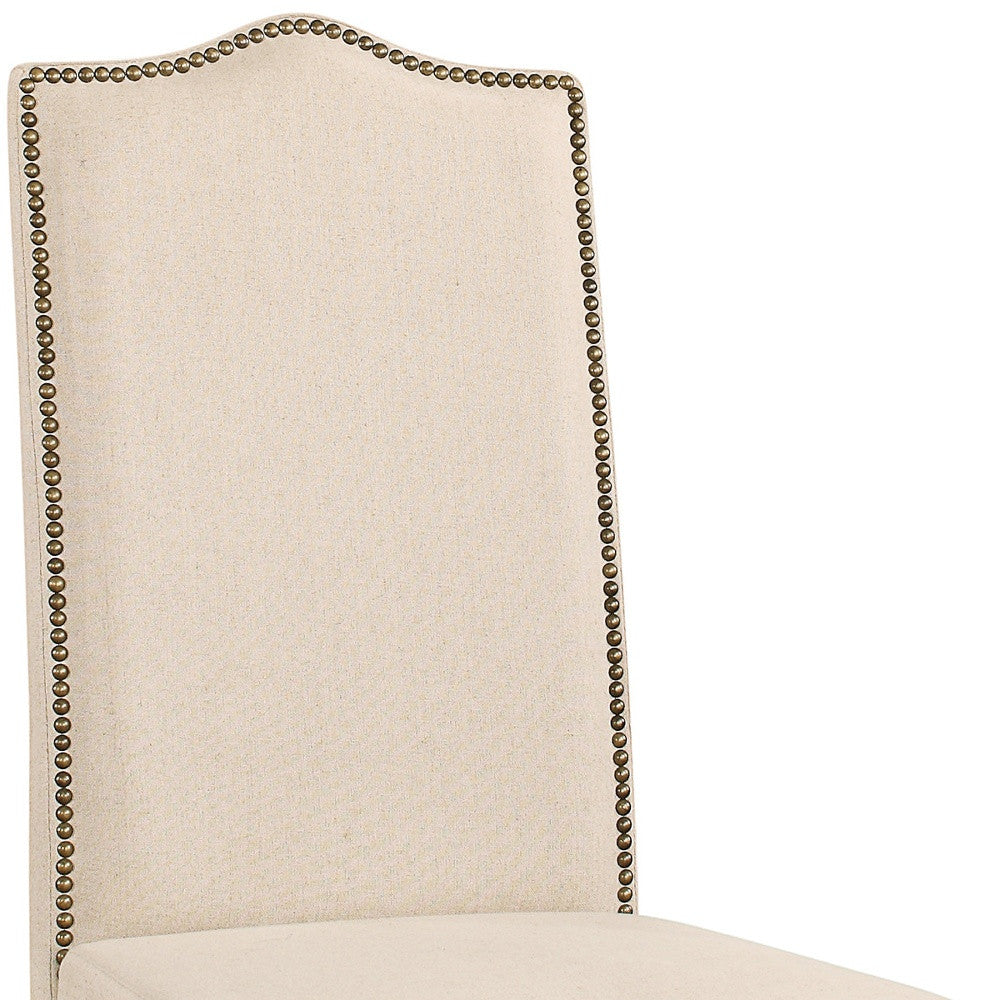 Cream And Gray Upholstered Linen Dining Parsons Chair-3