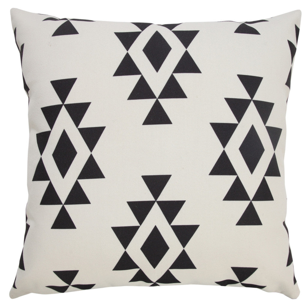 20" X 20" Black Zippered Southwestern Indoor Outdoor Throw Pillow-0