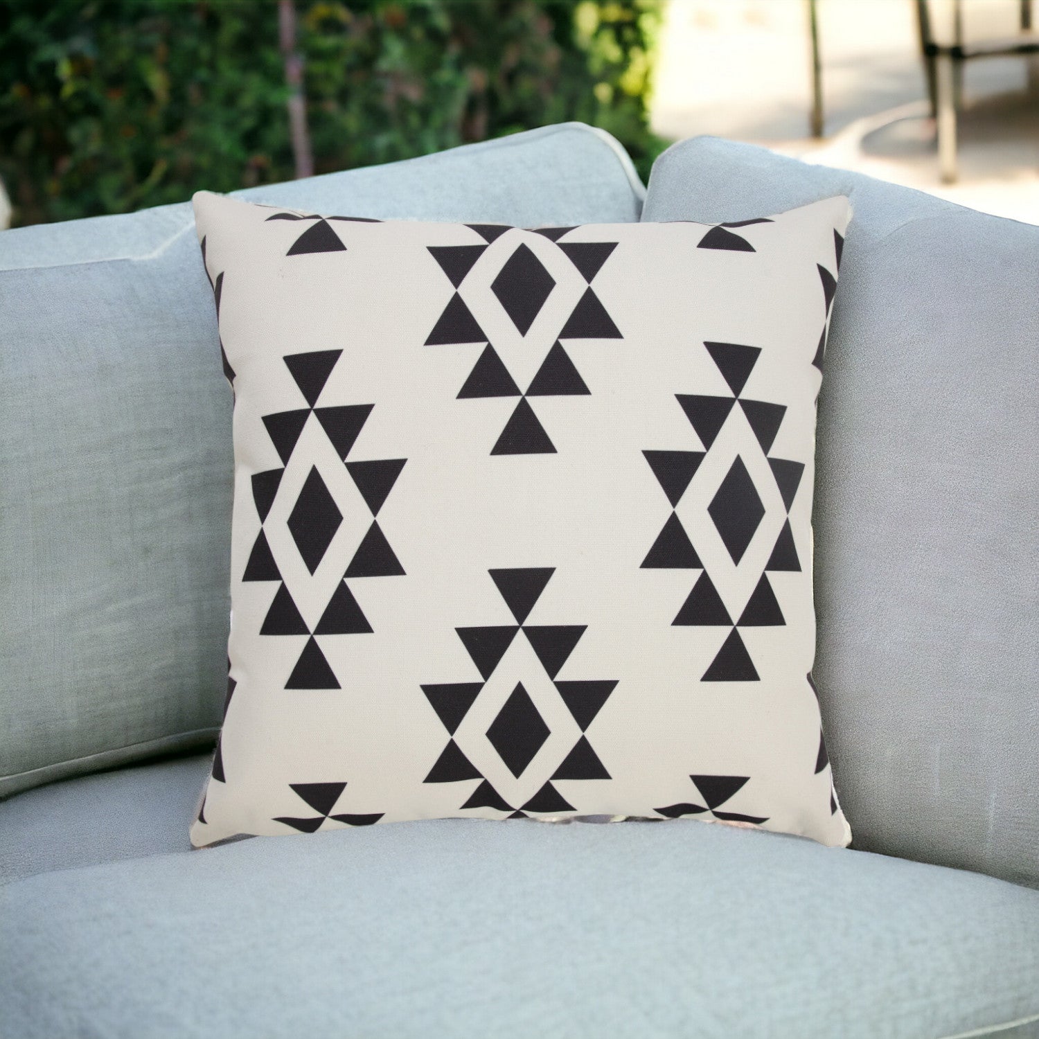 20" X 20" Black Zippered Southwestern Indoor Outdoor Throw Pillow-1