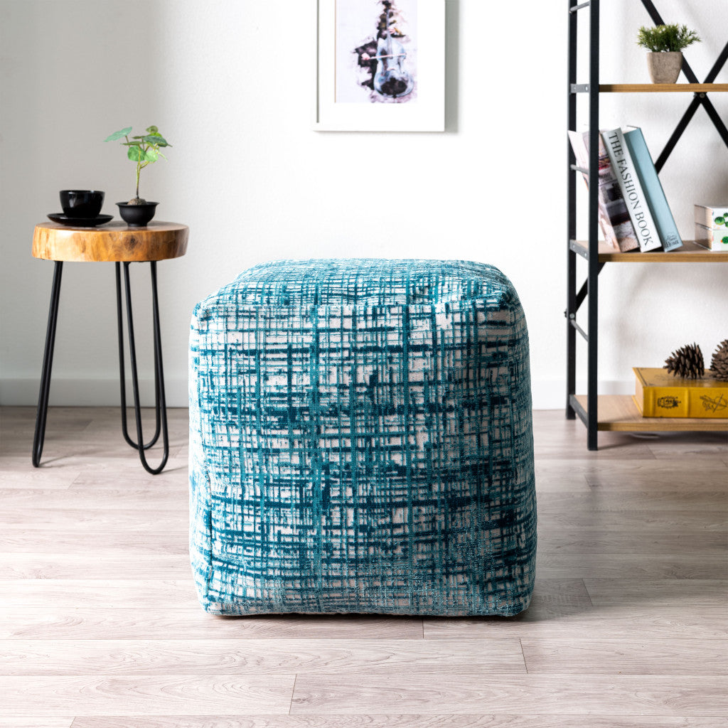 18" Blue Polyester Blend Ottoman-7