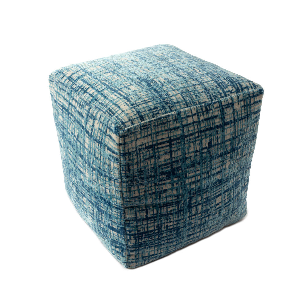 18" Blue Polyester Blend Ottoman-1