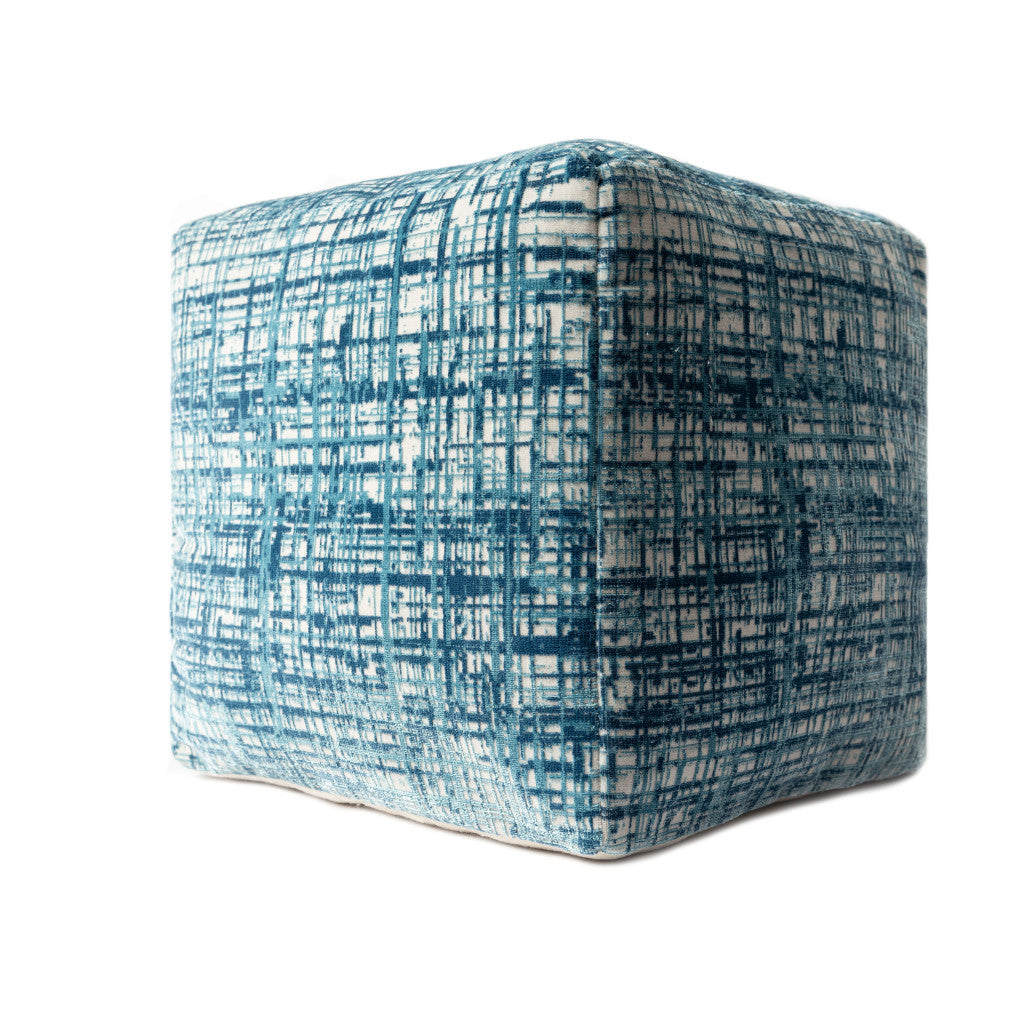 18" Blue Polyester Blend Ottoman-3