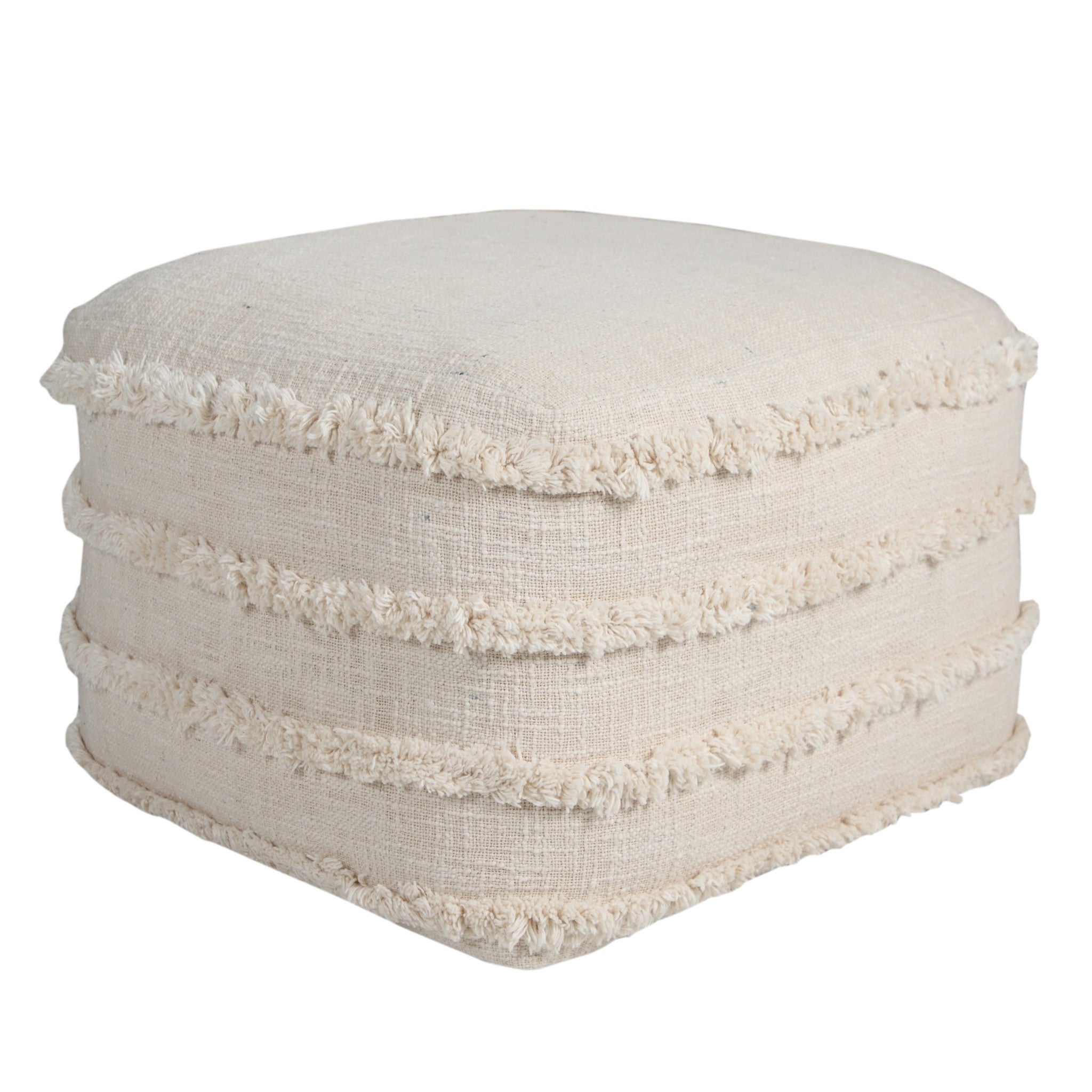 18" Cream 100% Cotton Ottoman-0