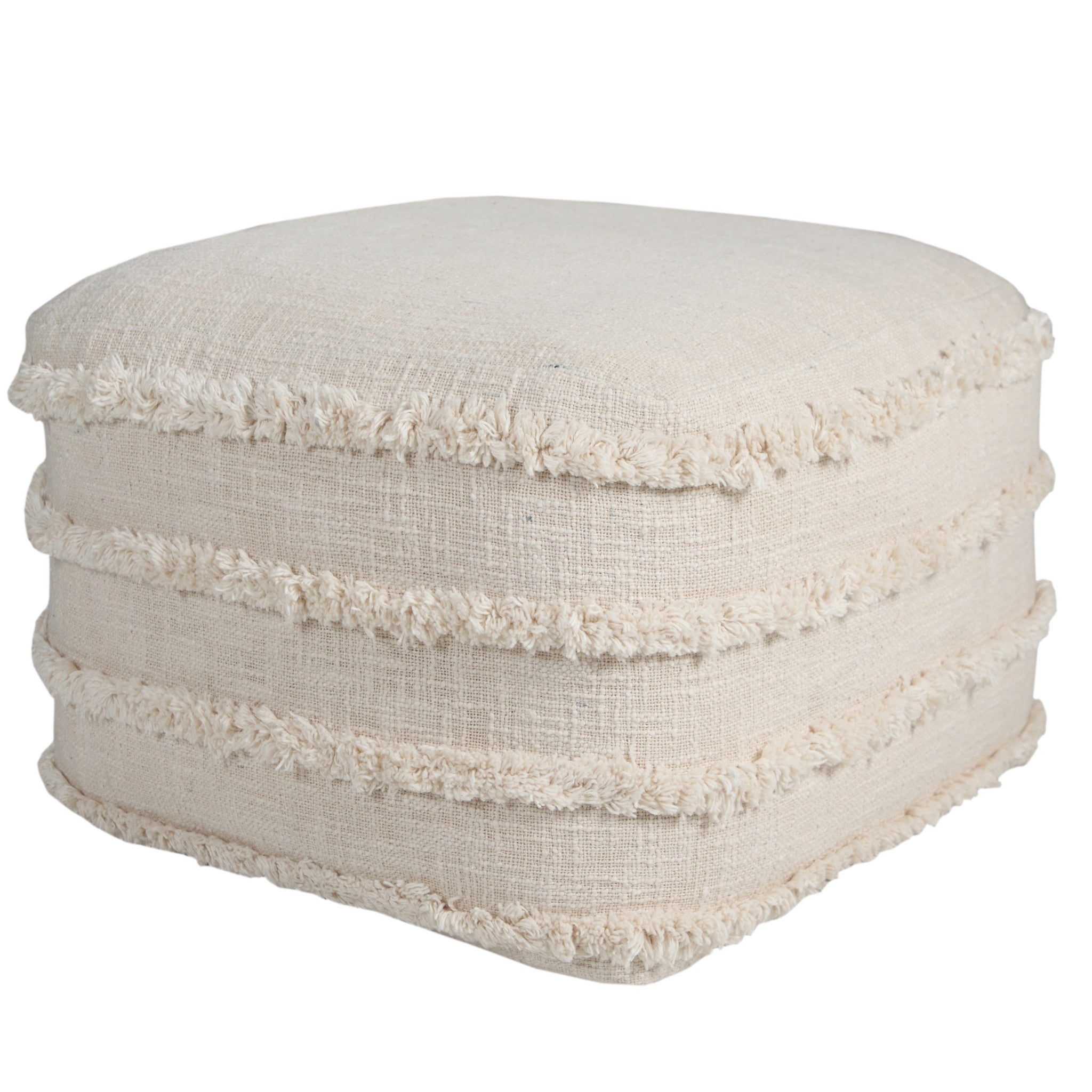 18" Cream 100% Cotton Ottoman-2