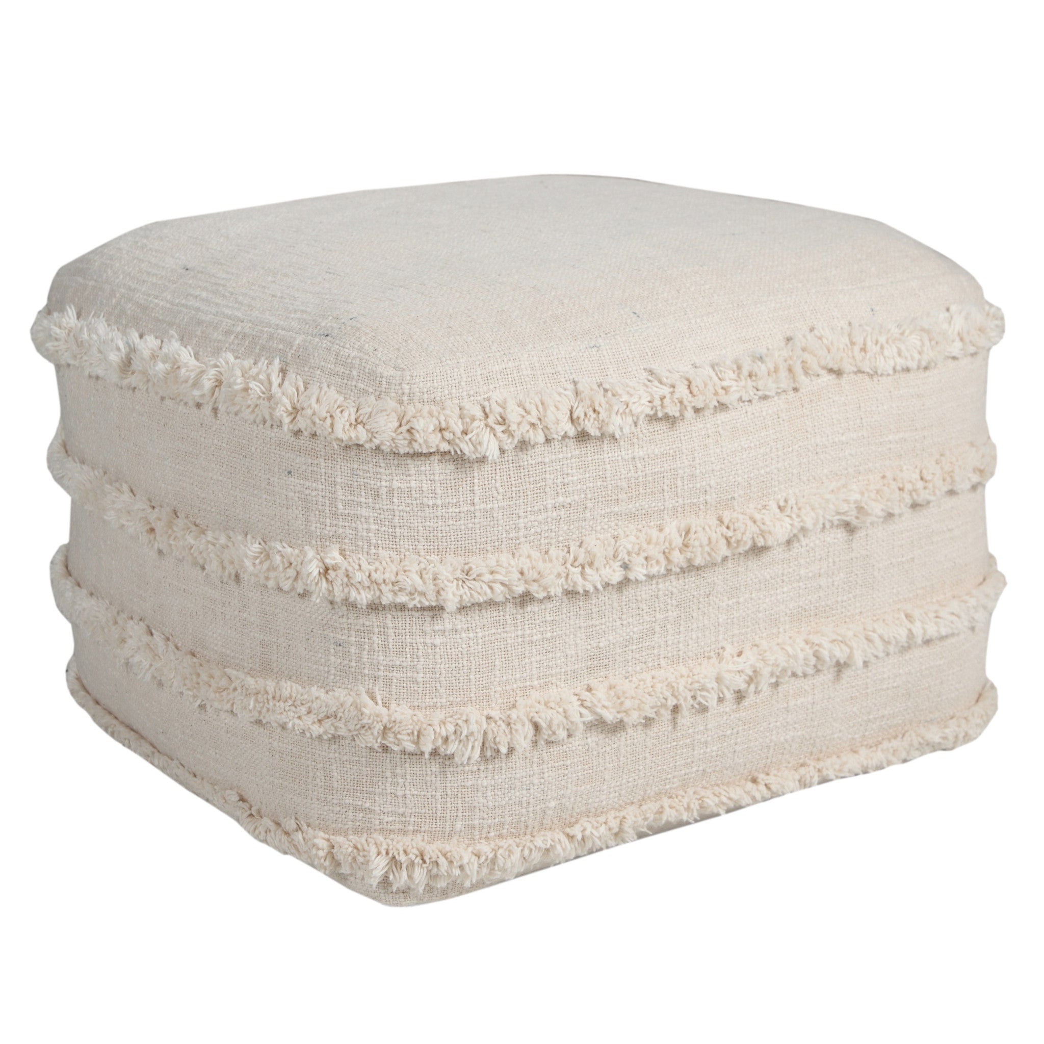 18" Cream 100% Cotton Ottoman-3