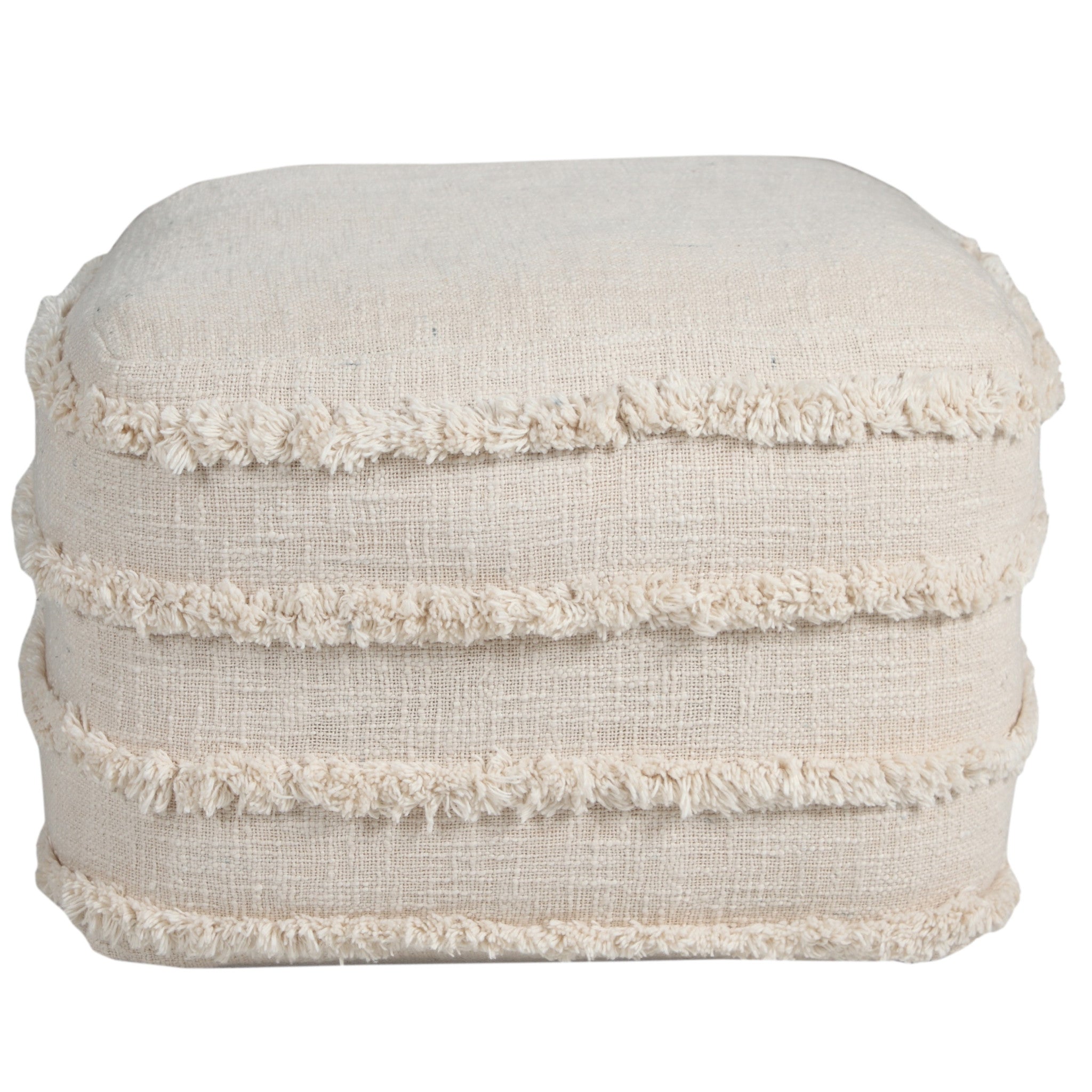 18" Cream 100% Cotton Ottoman-4