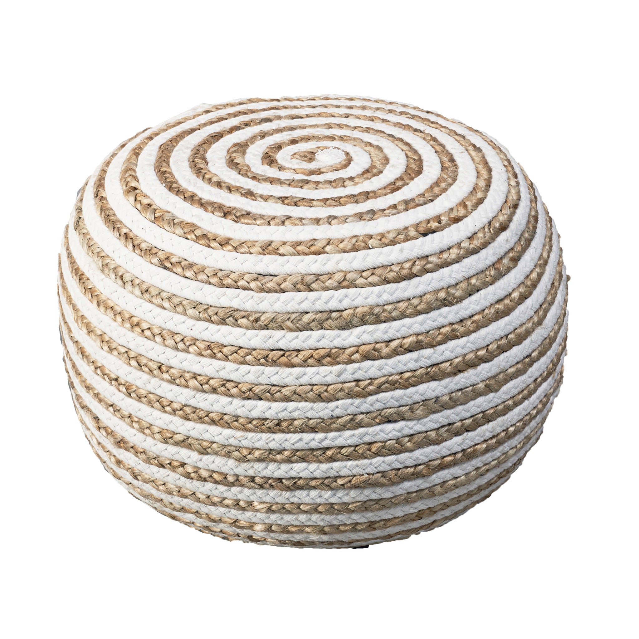 20" White Jute Ottoman-0