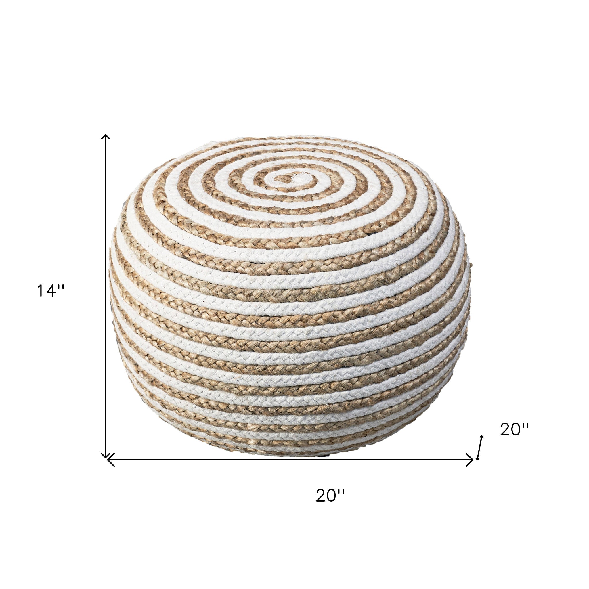 20" White Jute Ottoman-4