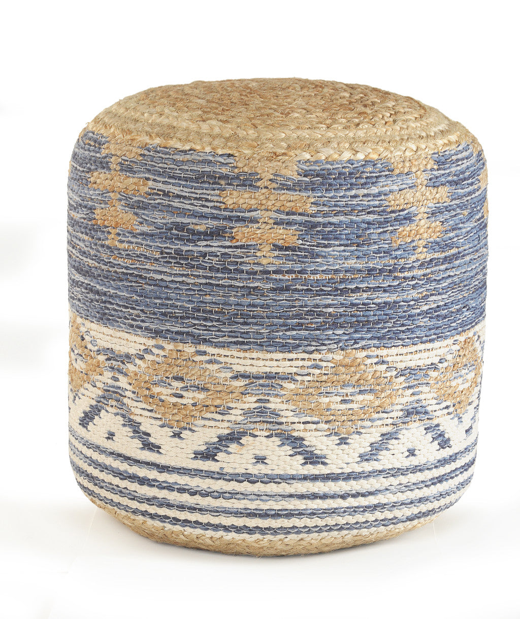 18" Blue Jute Ottoman-0