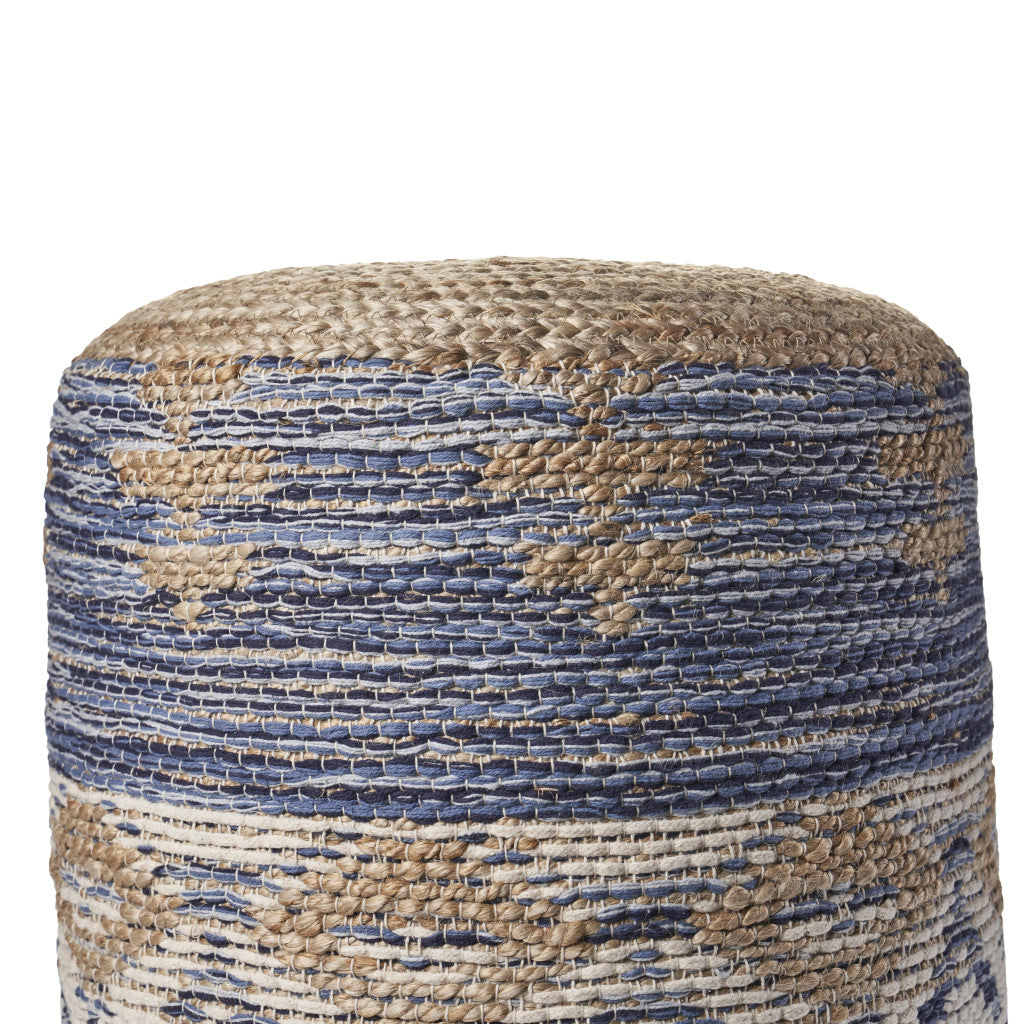 18" Blue Jute Ottoman-4