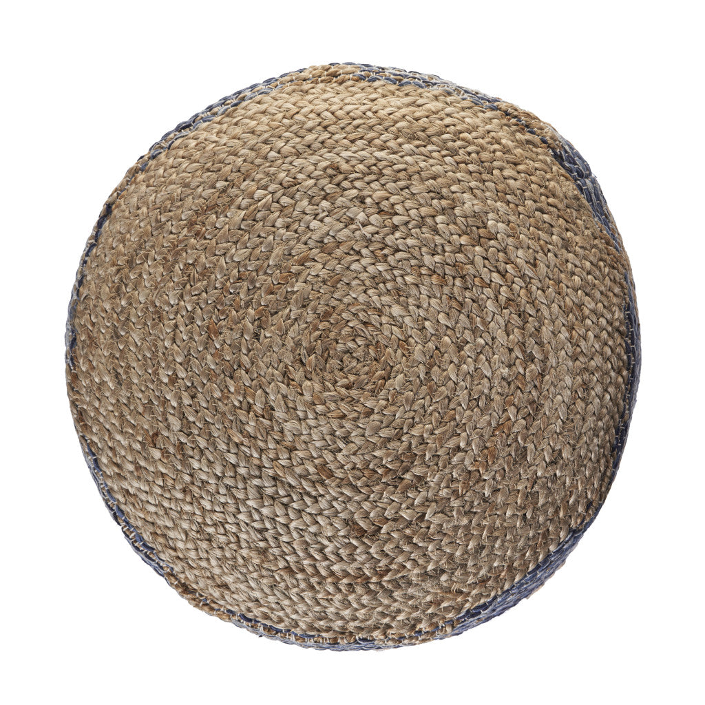 18" Blue Jute Ottoman-2